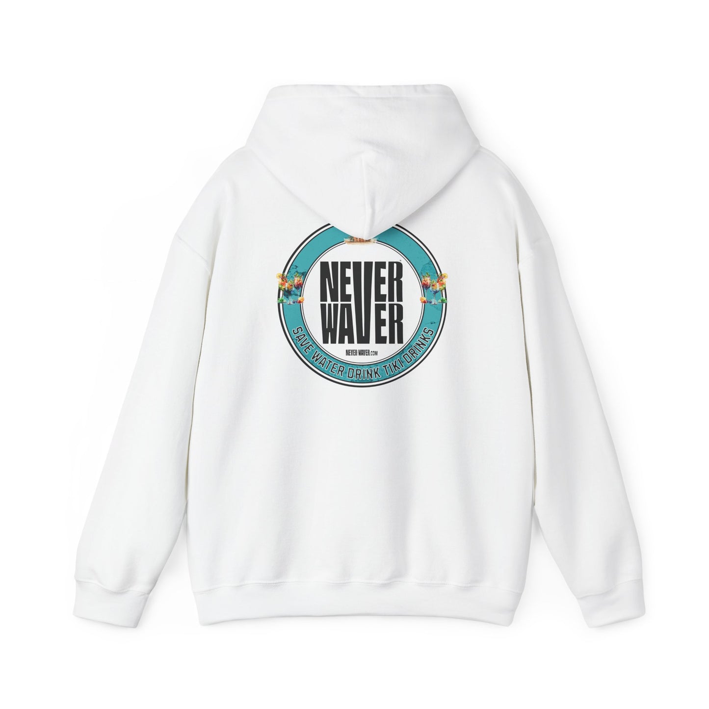 Eco-Friendly Unisex Hoodie: "Never Waver Save Water Drink Tiki Drinks"