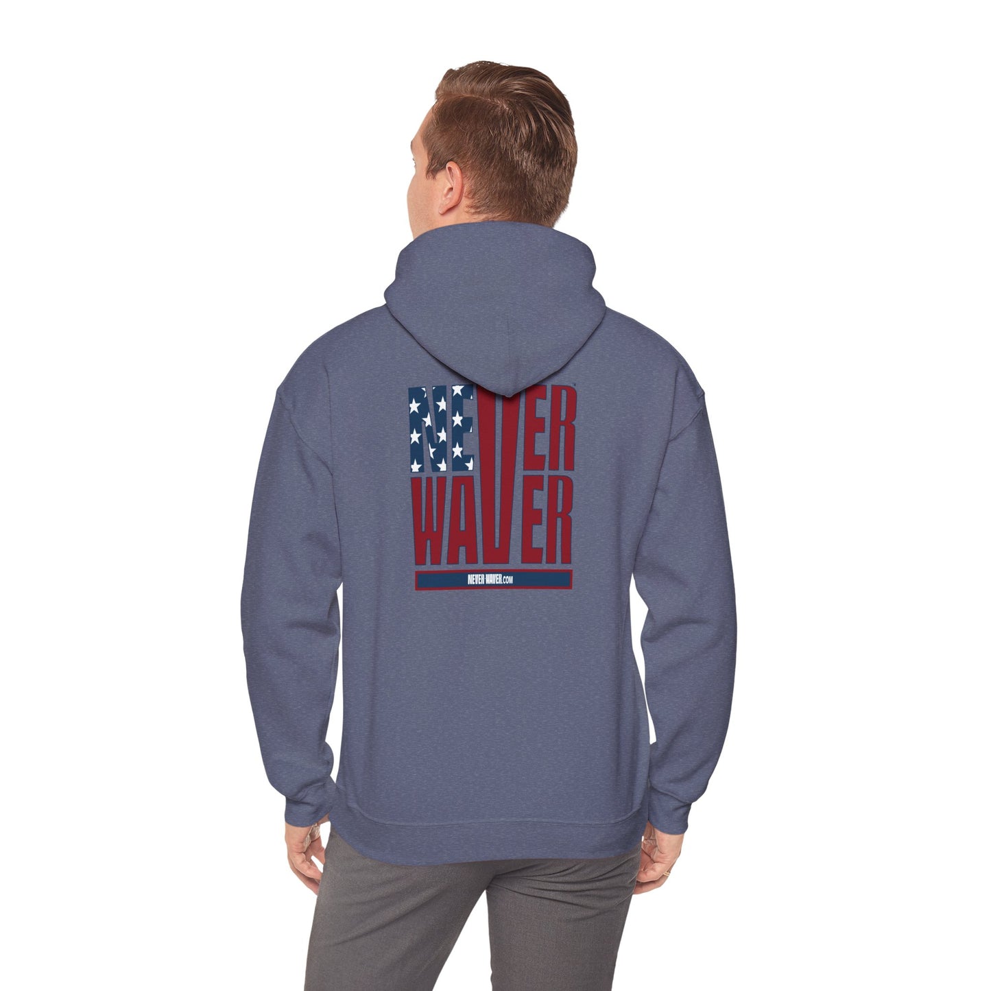 Never Waver Stylized Flag DesighnPatriotic Unisex Heavy Blend Hoodie