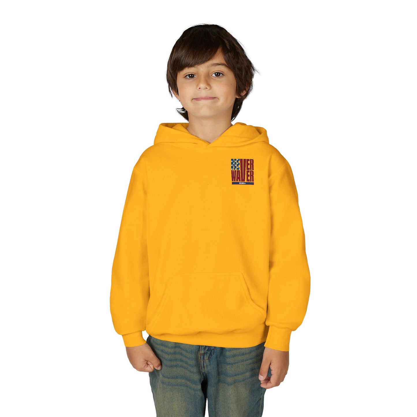 "Never Waver Golf American Flag" Hoodie for Young Golfers