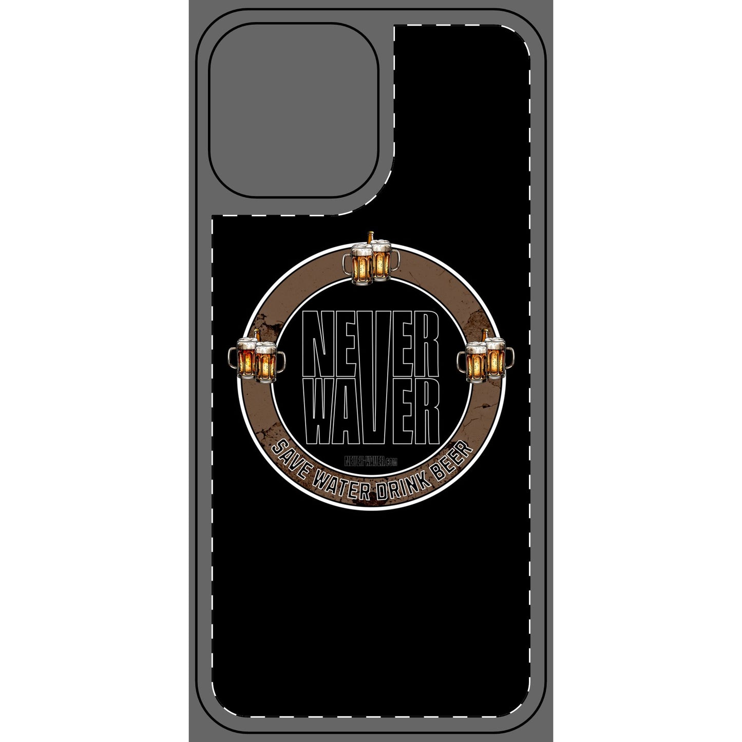 Never Waver Save Water Drink Beer Phone Skin - Beer Lover's Accessory