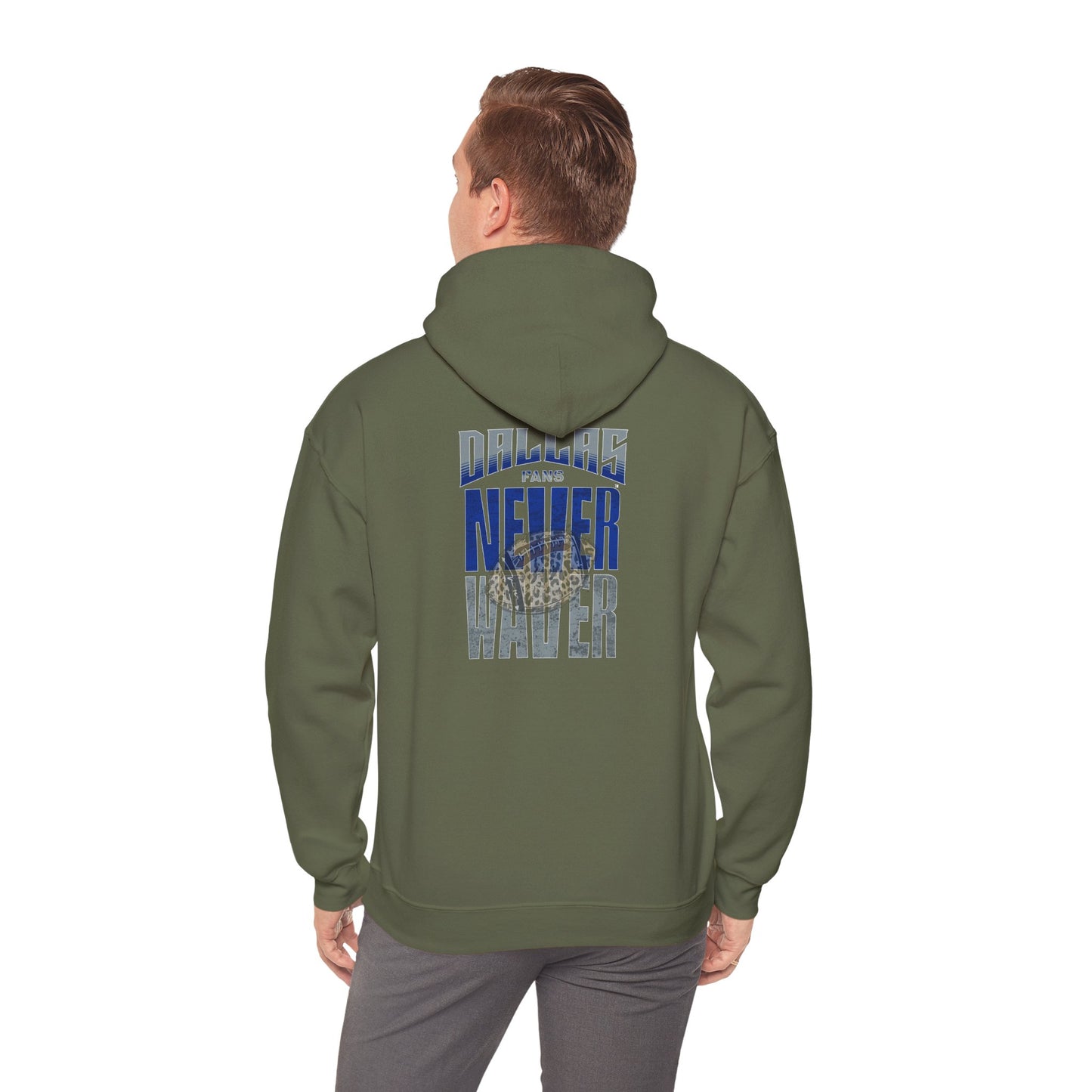 Dallas Fans Never Waver Unisex Hoodie - Inspirational Heavy Blend Sweatshirt