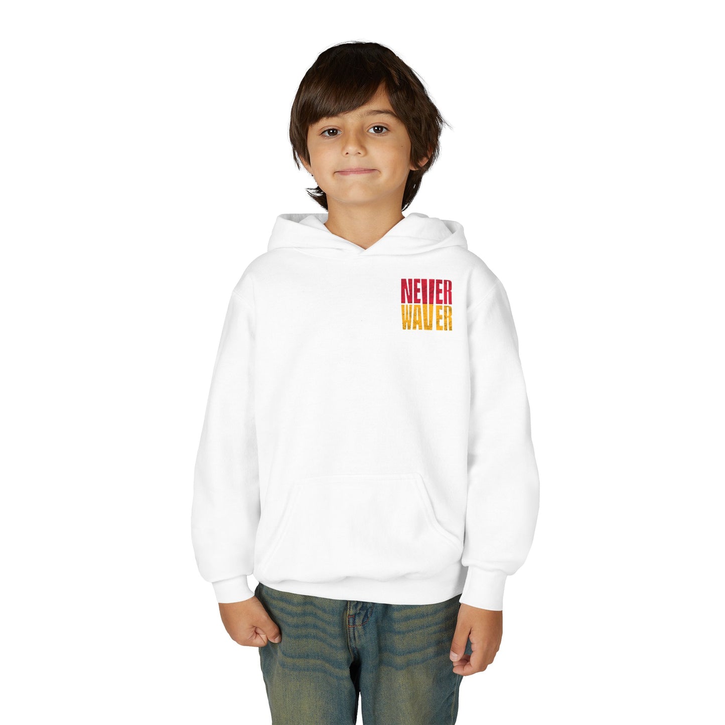 Kansas Fans Never Waver Youth Heavy Blend Hooded Sweatshirt