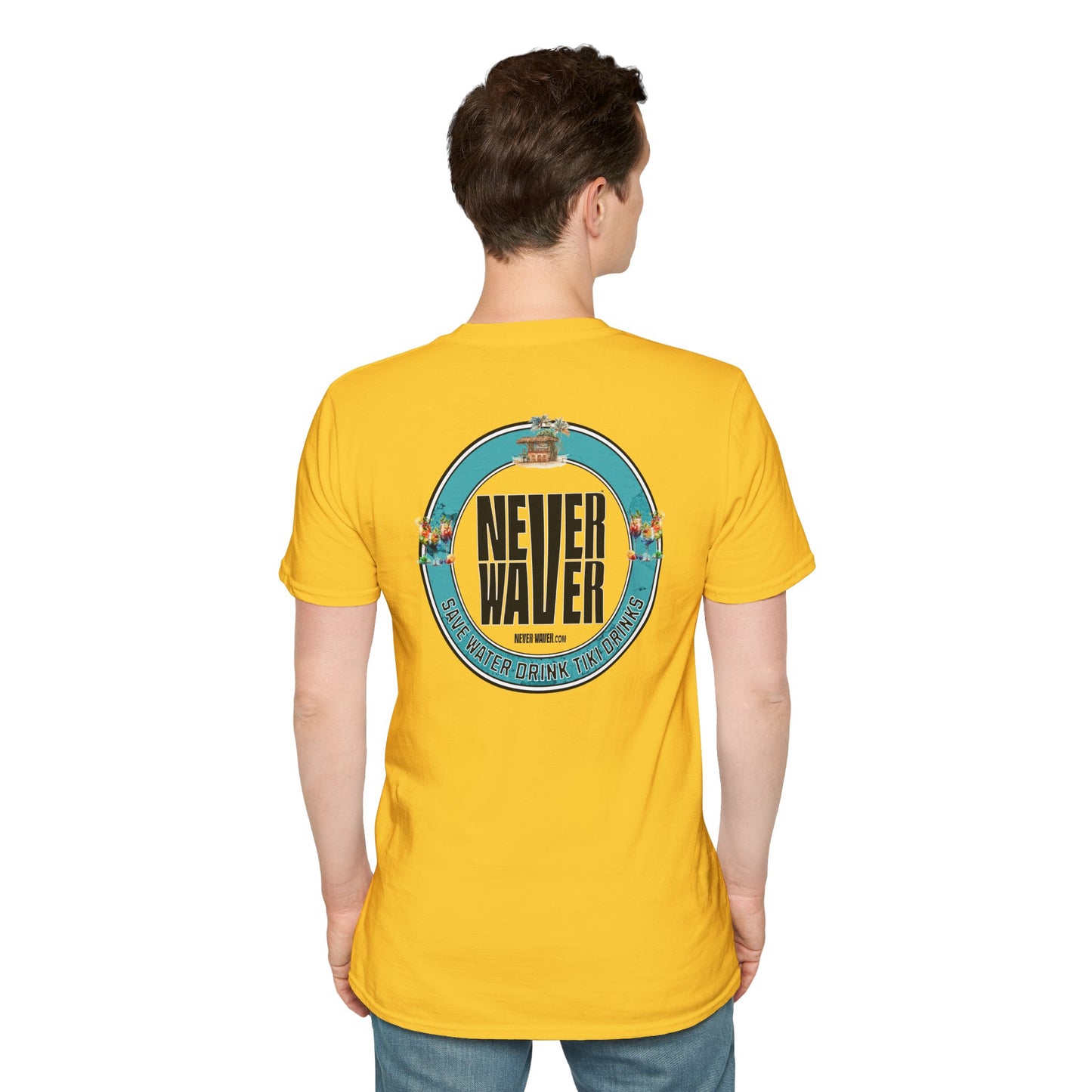 Never Waver Save Water Drink Tiki Drinks Unisex Soft style T-Shirt