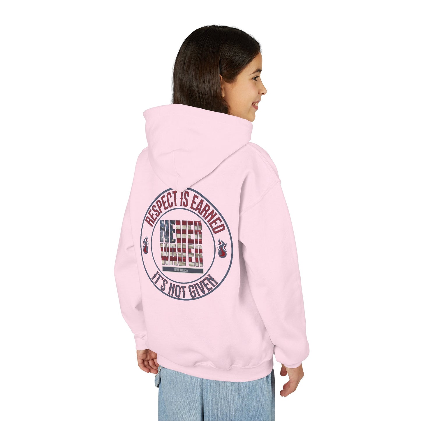 Youth Heavy Blend Hoodie - "Respect is Earned Never Waver It's Not Given" Motivational Sweatshirt