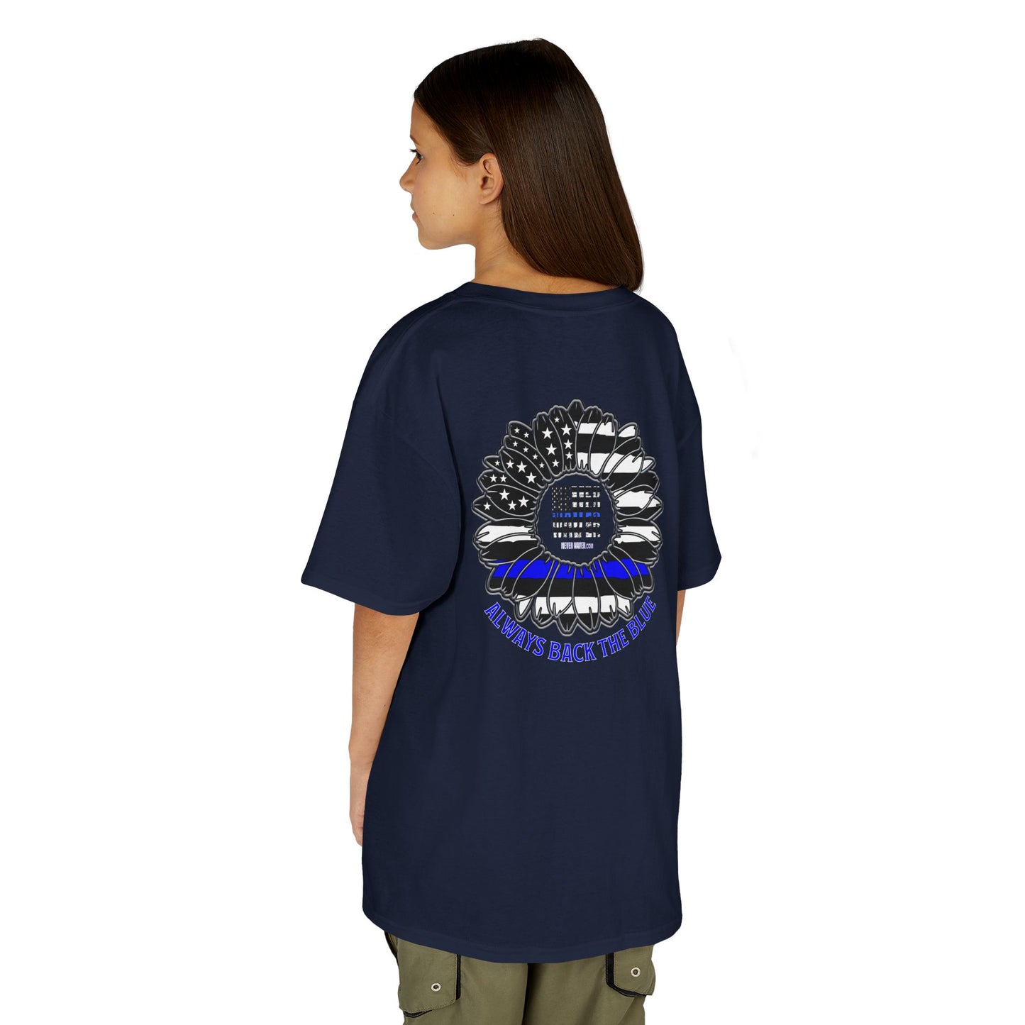 Never Waver Always Back The Blue   Kids Heavy Cotton™ Tee