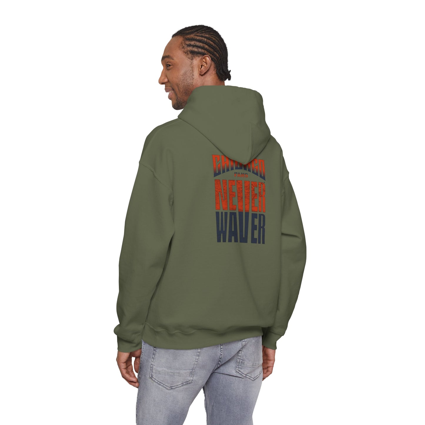 'Chicago Fans Never Waver' Motivational Apparel Unisex Heavy Blend™ Hooded Sweatshirt