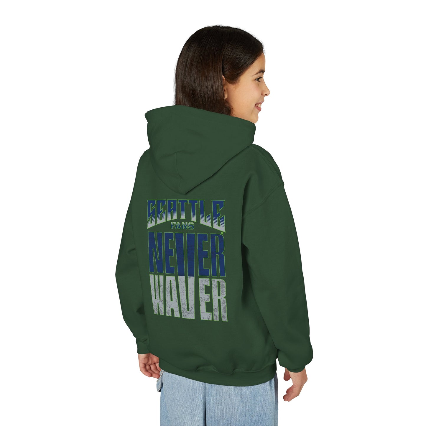 Seattle Fans Never Waver Youth Heavy Blend Hooded Sweatshirt