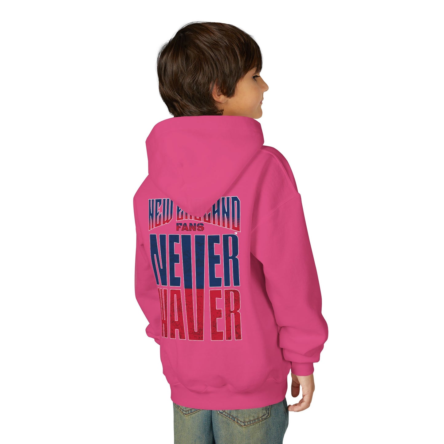 New England Fans Never Waver Youth Heavy Blend Hooded Sweatshirt