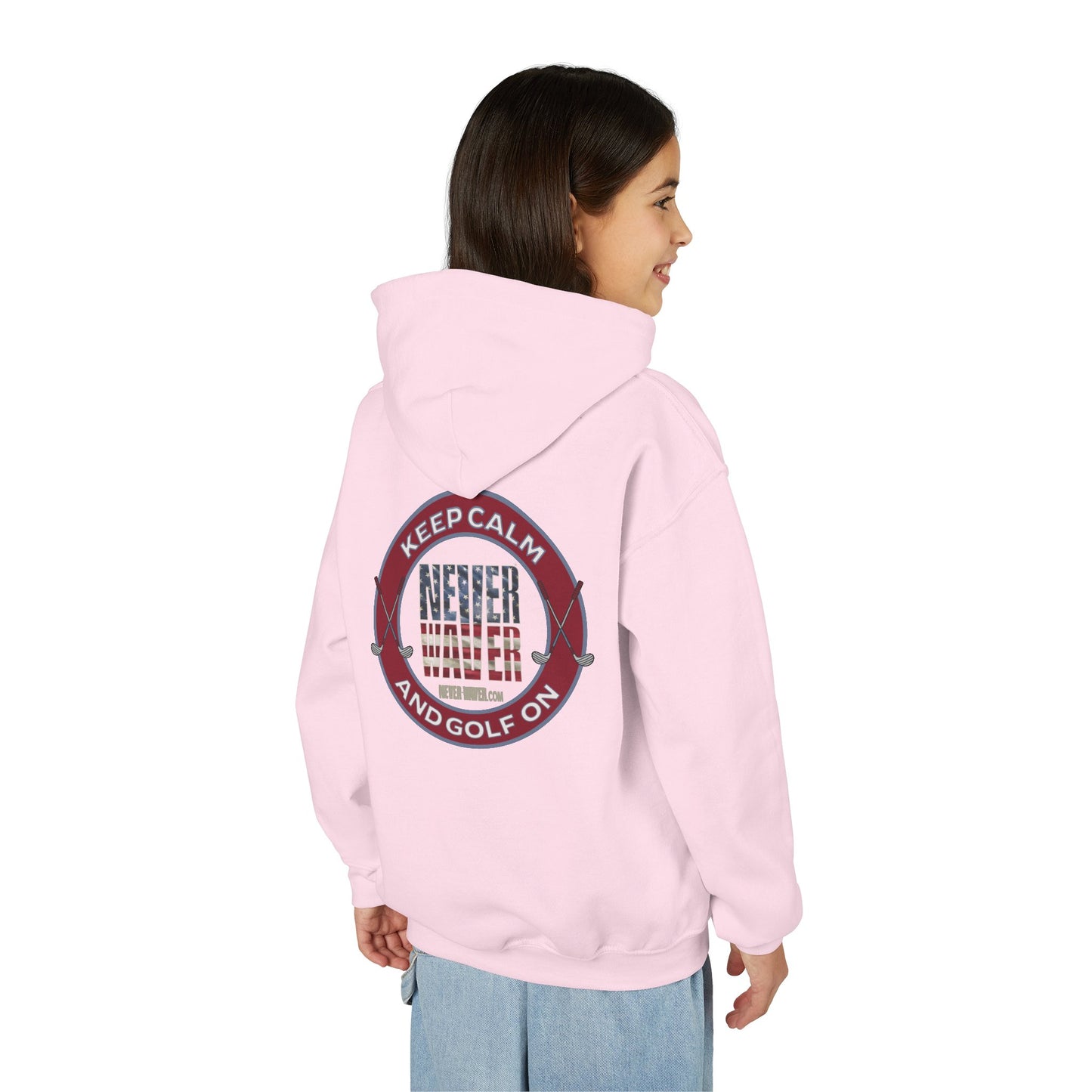 "Keep Calm Never Waver and Golf On" Youth Golf Hoodie -