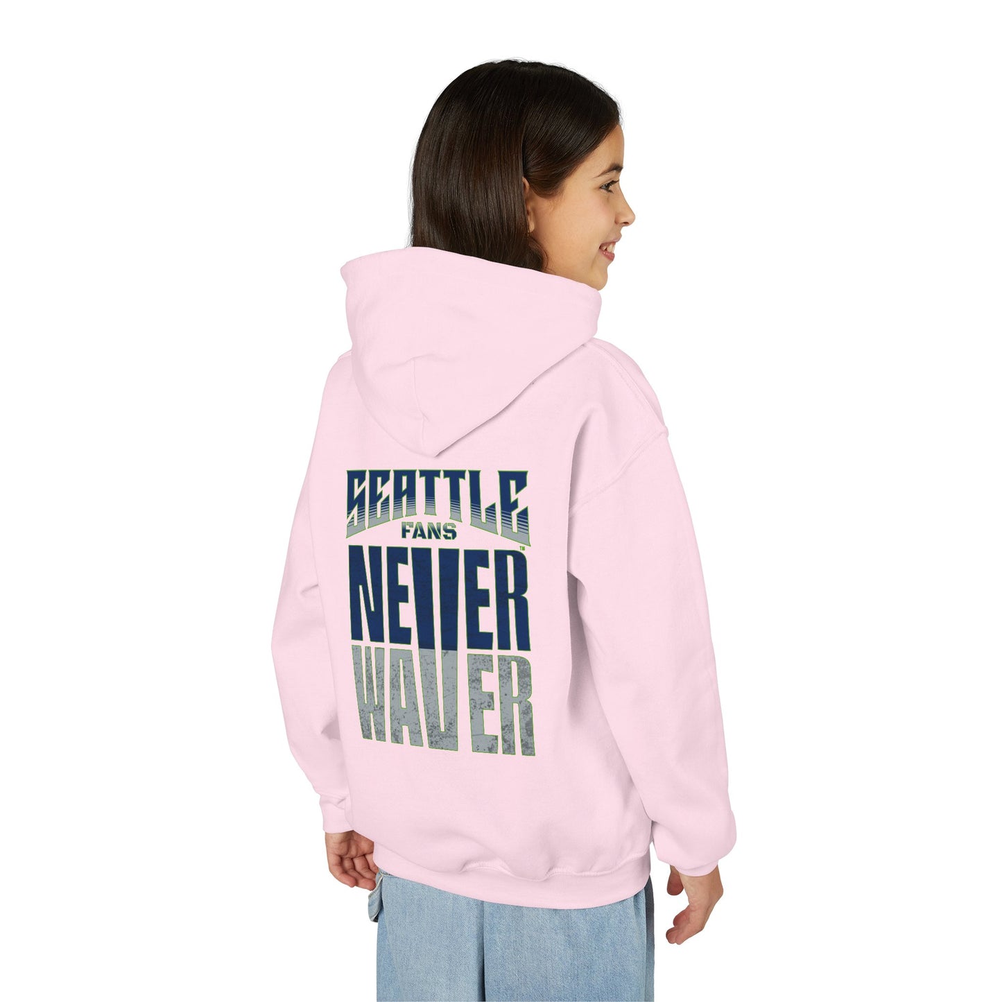Seattle Fans Never Waver Youth Heavy Blend Hooded Sweatshirt