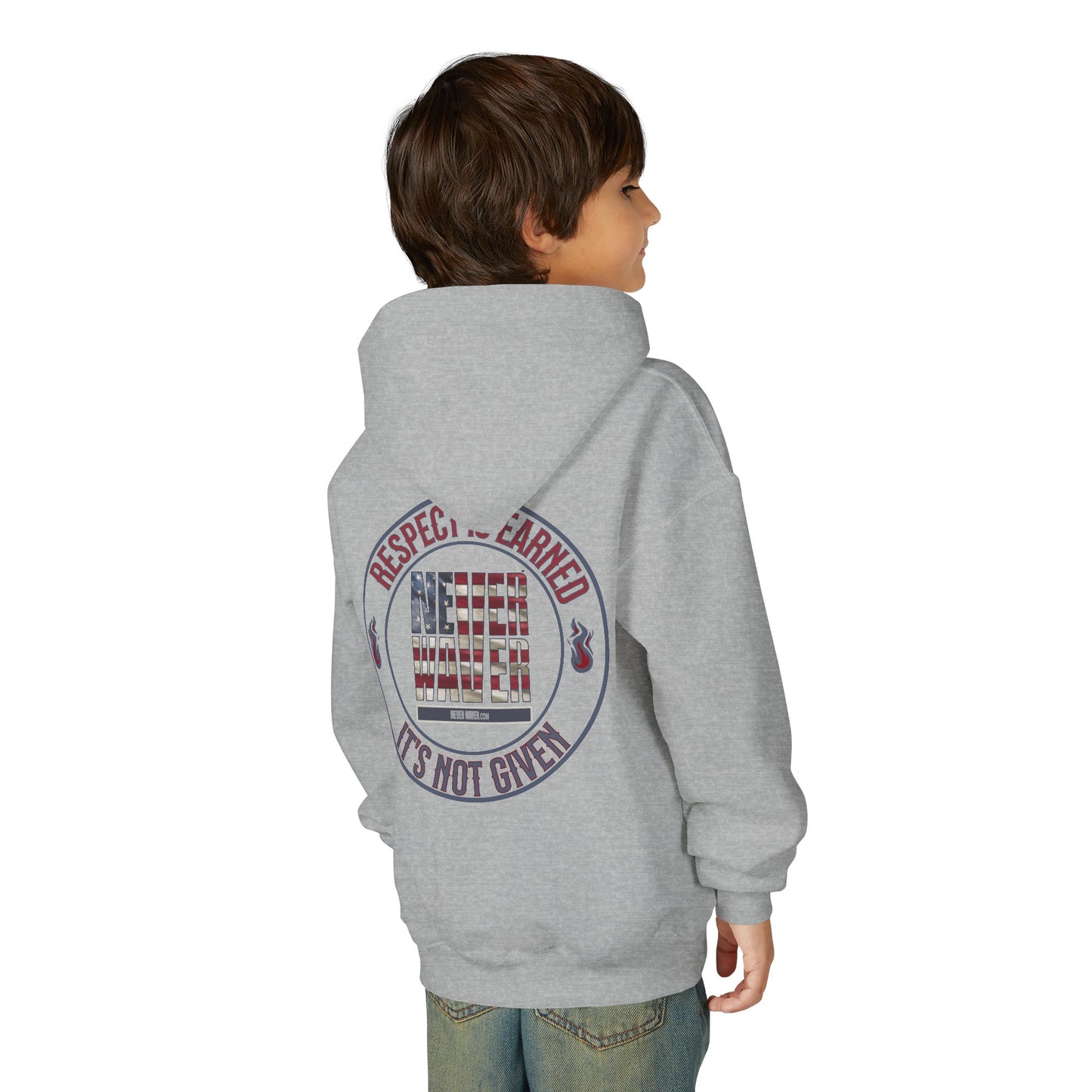 Youth Heavy Blend Hoodie - "Respect is Earned Never Waver It's Not Given" Motivational Sweatshirt