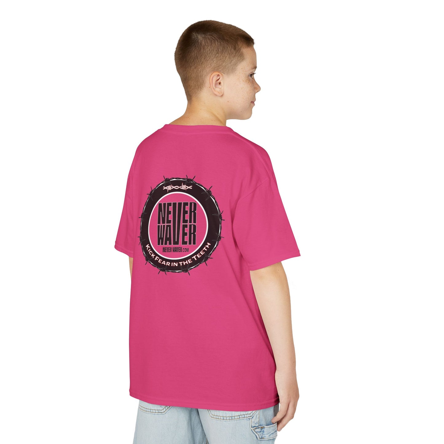 NEVER WAVER KICK FEAR IN THE TEETH Kids Heavy Cotton™ Tee