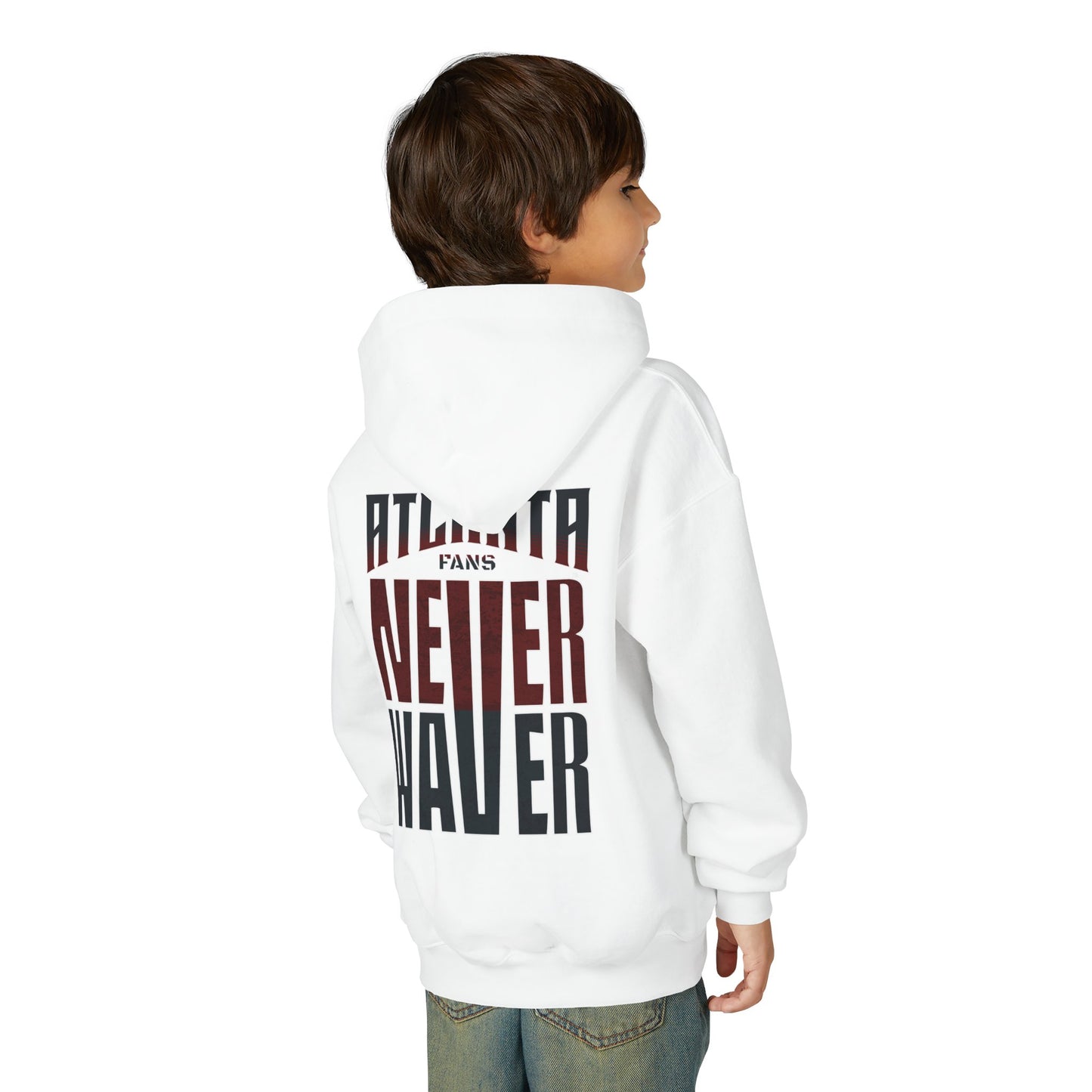 Atlanta Fans Never Waver Youth Heavy Blend Hooded Sweatshirt