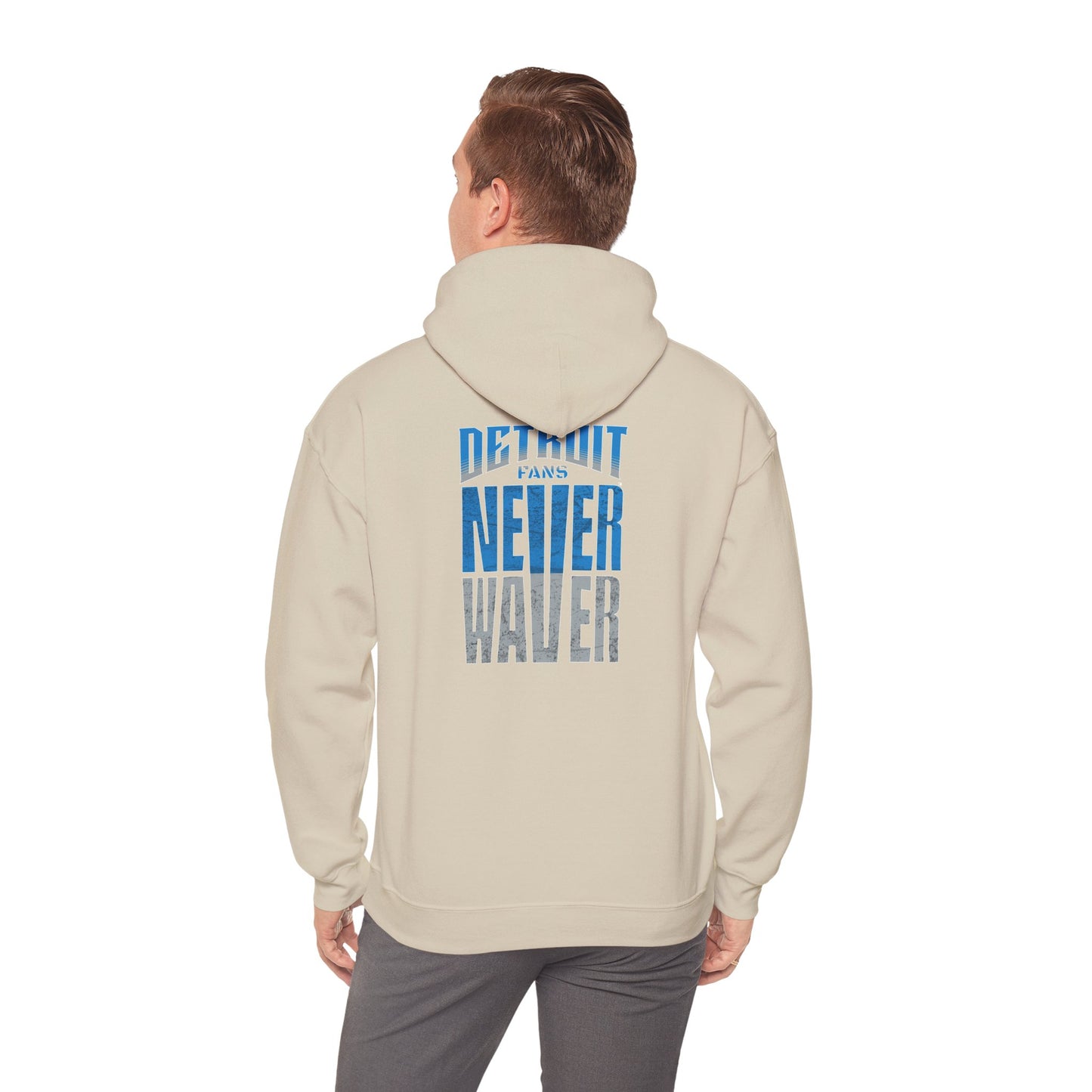 'Never Waver Detroit Fans' Inspirational Hoodie for Fans Unisex Heavy Blend™ Hooded Sweatshirt