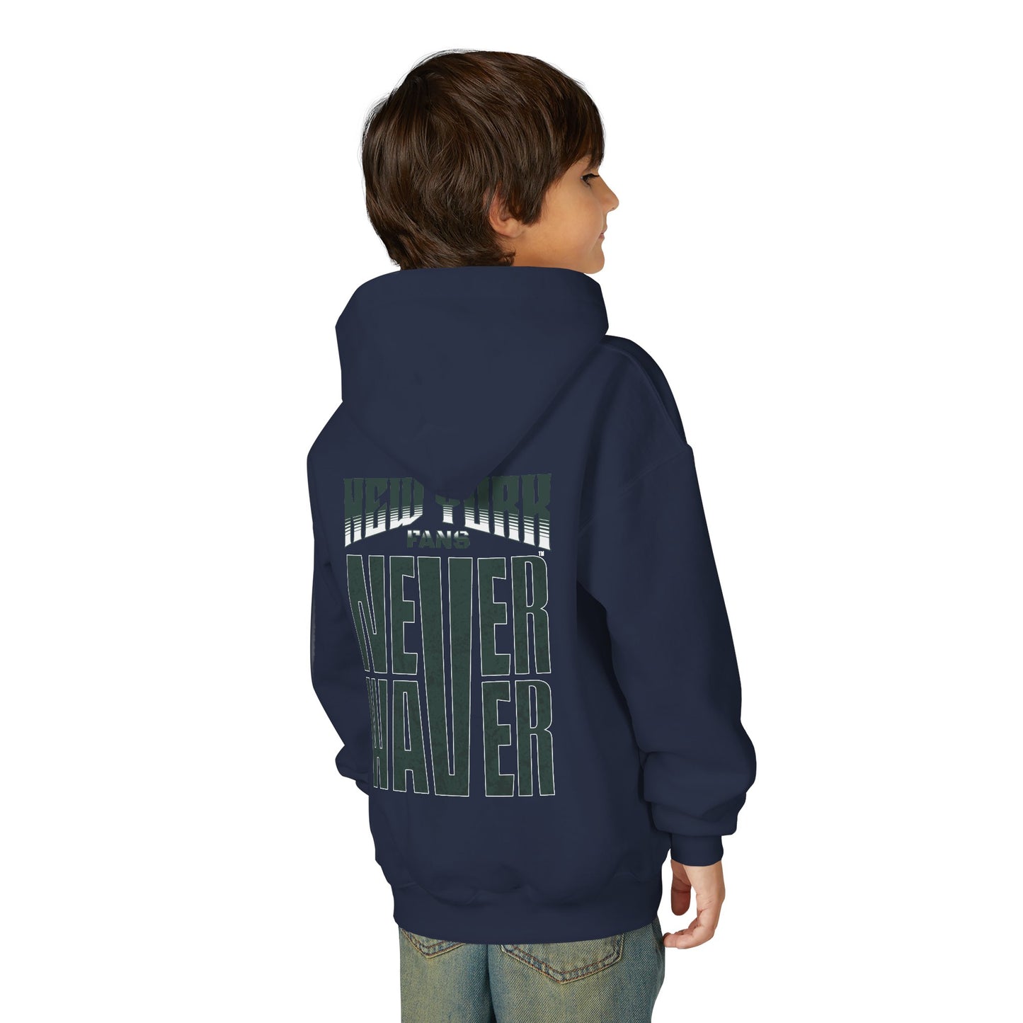 New York Fans Never Waver Youth Heavy Blend Hooded Sweatshirt
