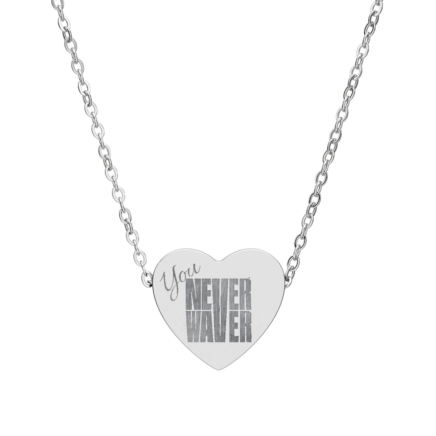 Engraved Heart Necklace You Never Waver