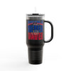 Buffalo Fans Never Waver W- Leopard football nsulated Travel Mug, 40oz