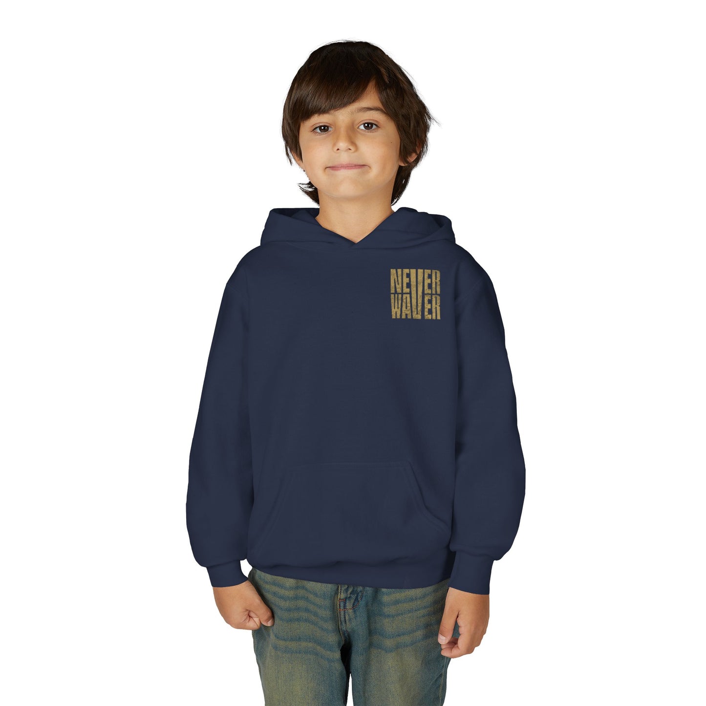 New Orleans Fans Never Waver Youth Heavy Blend Hooded Sweatshirt