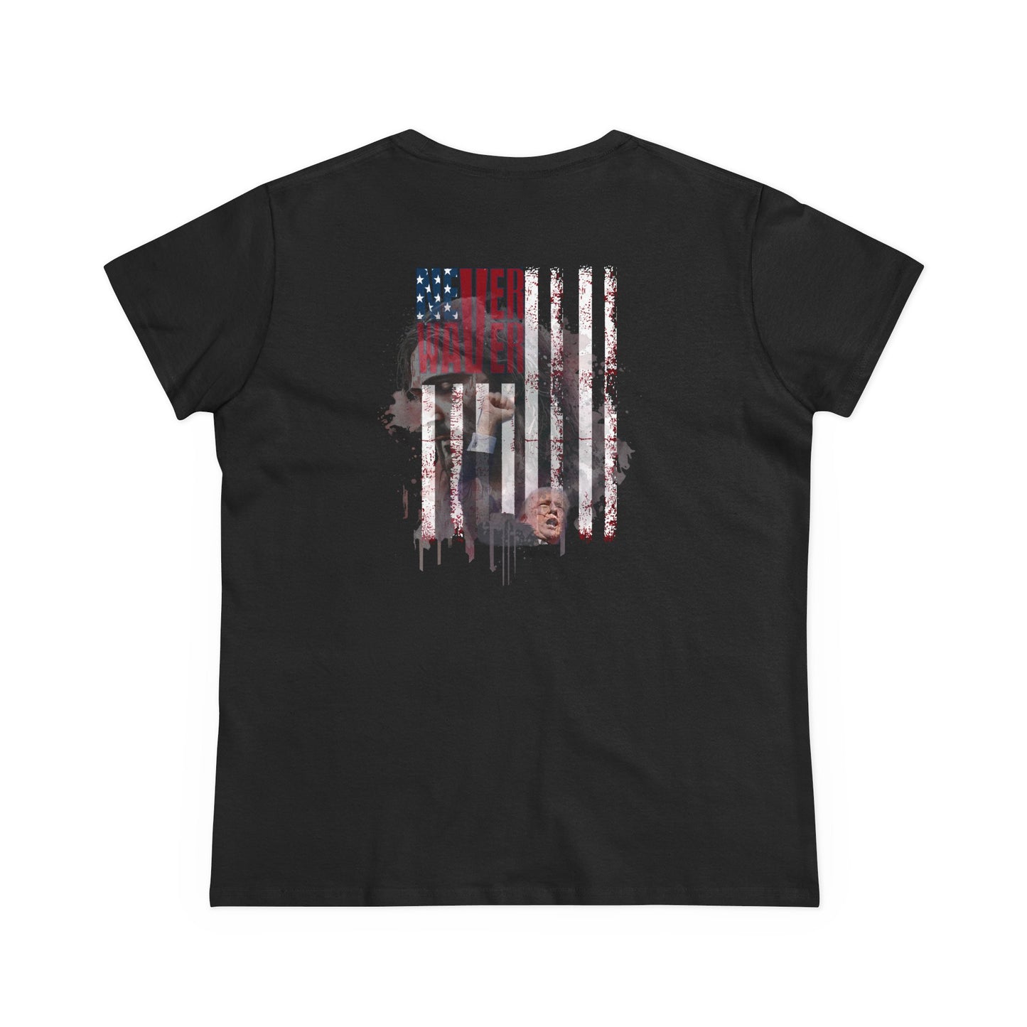 Never Waver Jesus Protecting America And Trump Women's Midweight Cotton Tee
