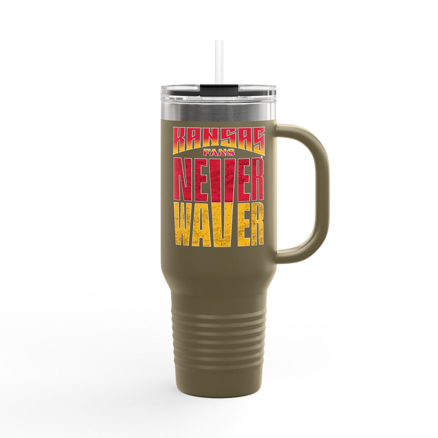 Kansas Fans Never Waver Insulated Travel Mug, 40oz