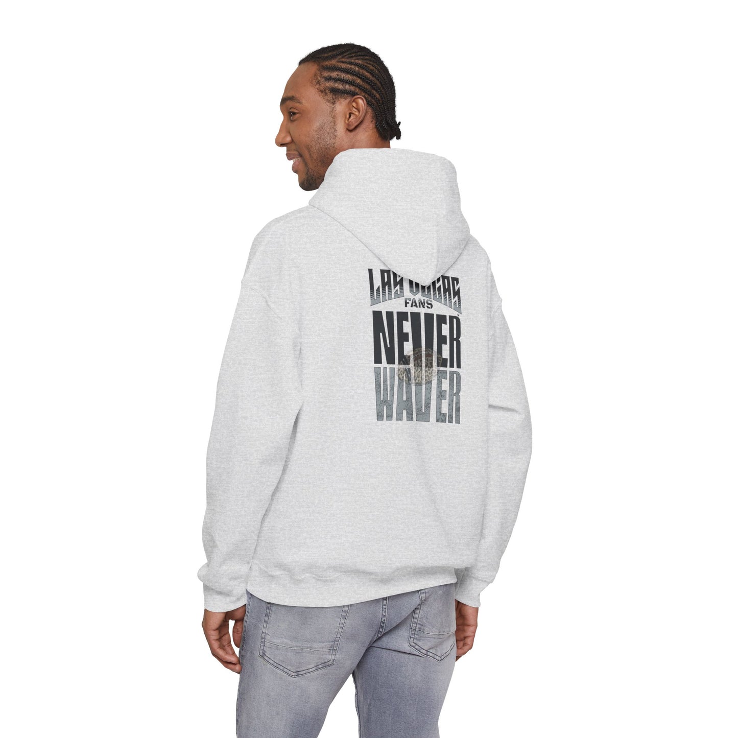 Las Vegas Fans Never Waver w Leopard Football Unisex Heavy Blend™ Hooded Sweatshirt - Cozy Oversized Style for Fans