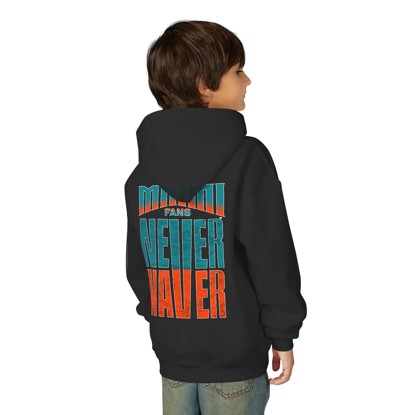 Miami Fans Never Waver Youth Heavy Blend Hooded Sweatshirt
