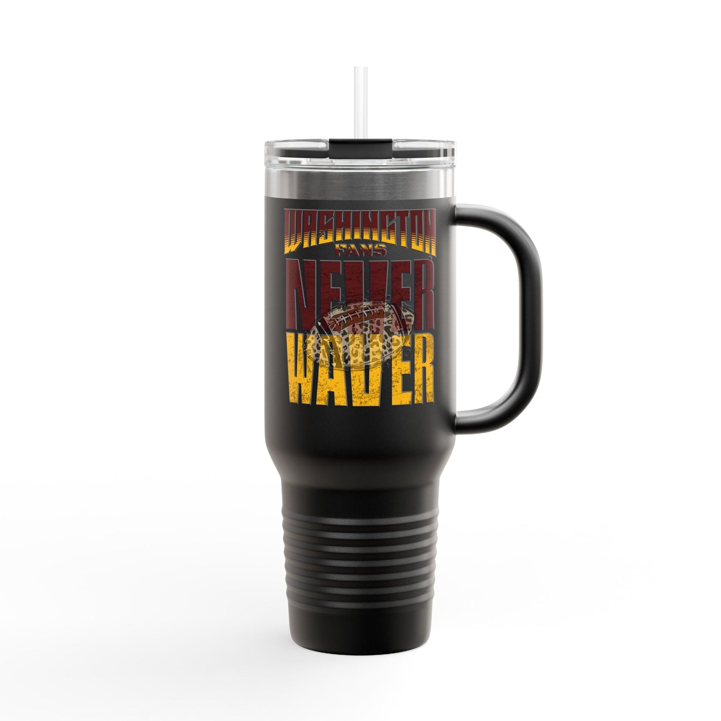 Washington Fans Never Waver W-Leopard Football Insulated Travel Mug, 40oz