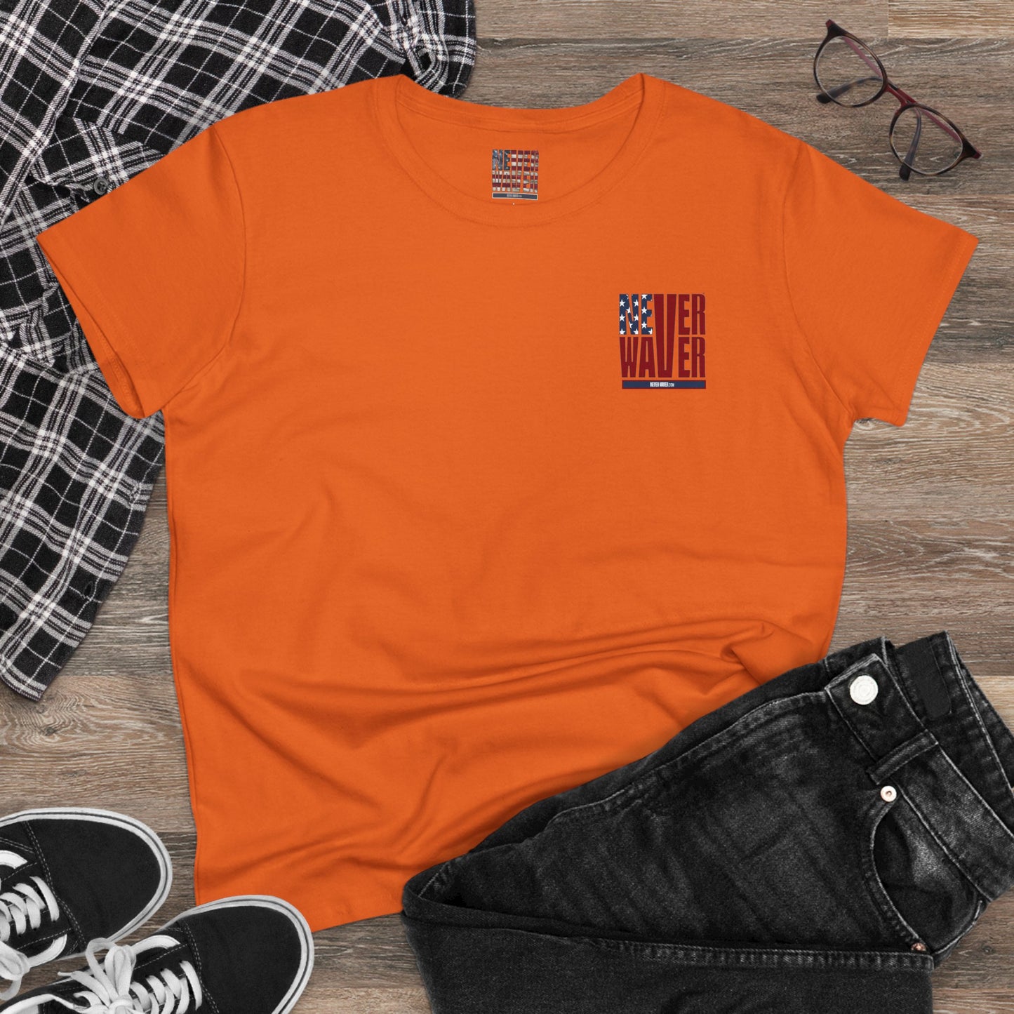 Never Waver USA Women's Midweight Cotton Tee