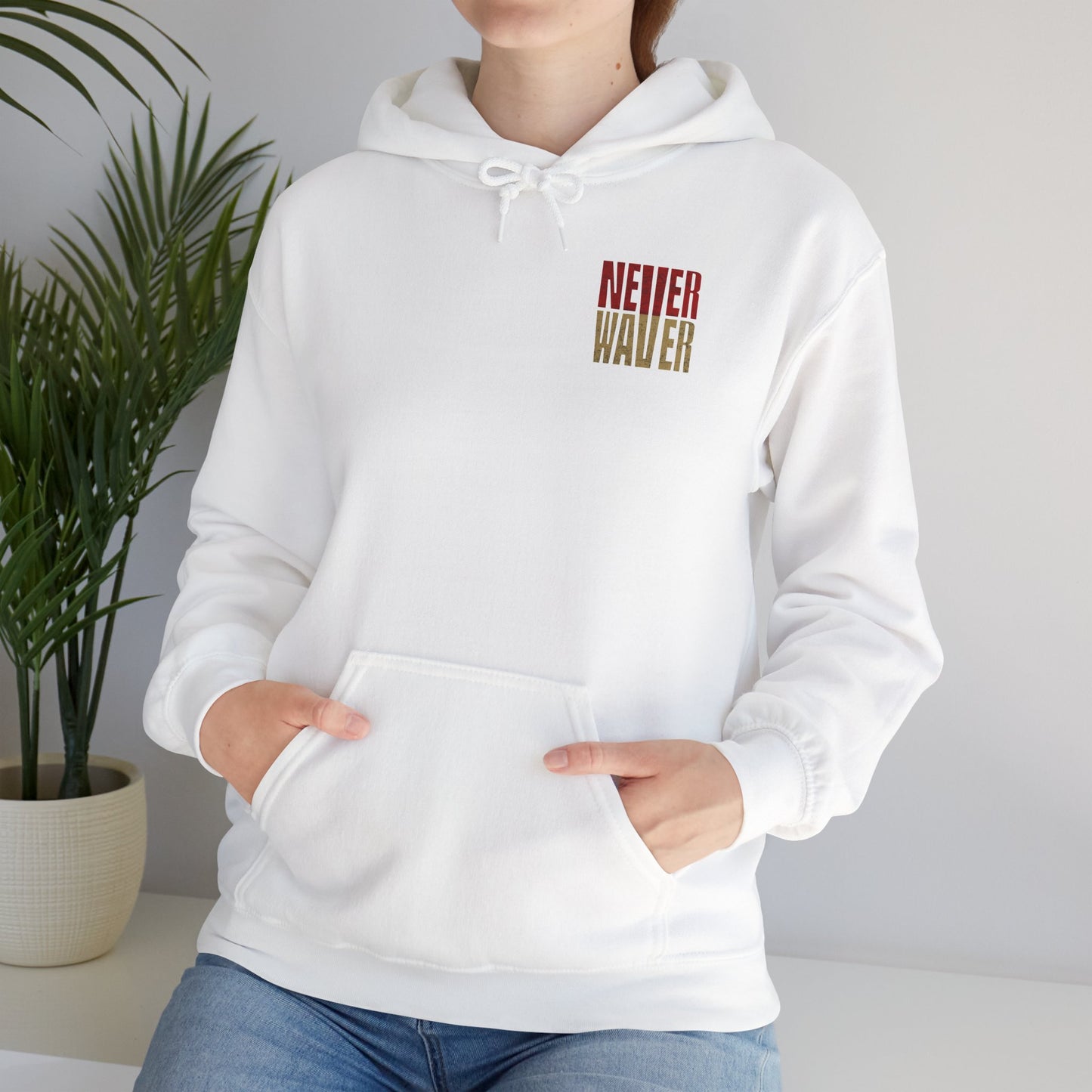San Francisco Fans Never Waver Hoodie w Leopard Football - Unisex Heavy Blend Sweatshirt
