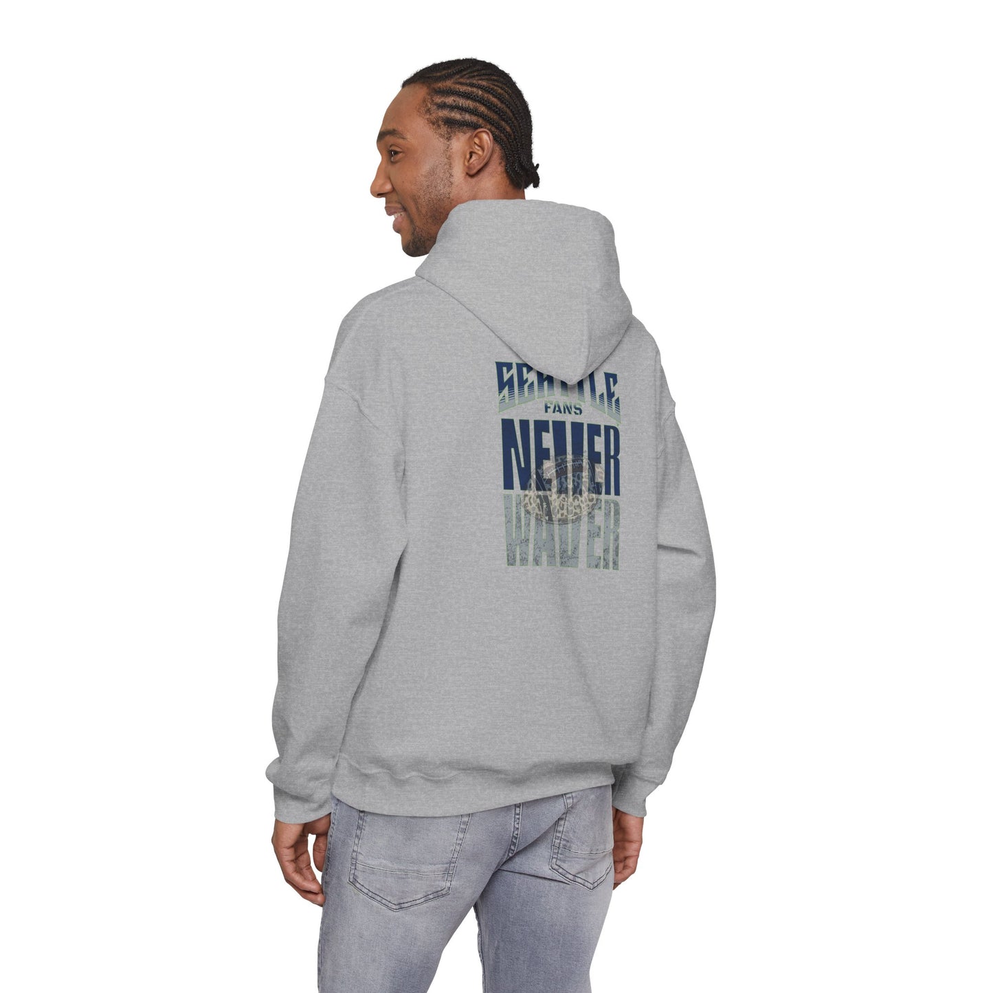 Seattle Fans Never Waver W-Leopard Football Unisex Heavy Blend™ Hooded Sweatshirt