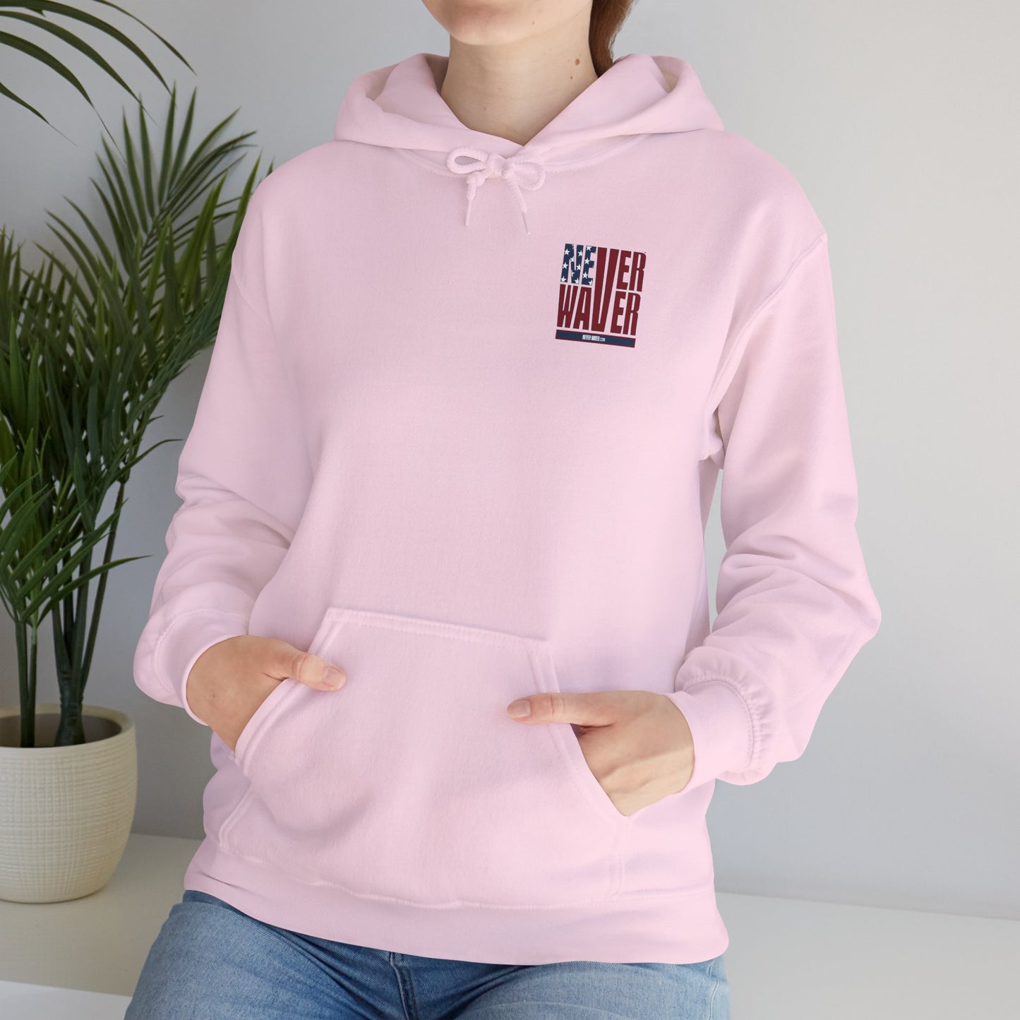 Never Waver Crew with  American Flag Design Unisex Heavy Blend™ Hoodie