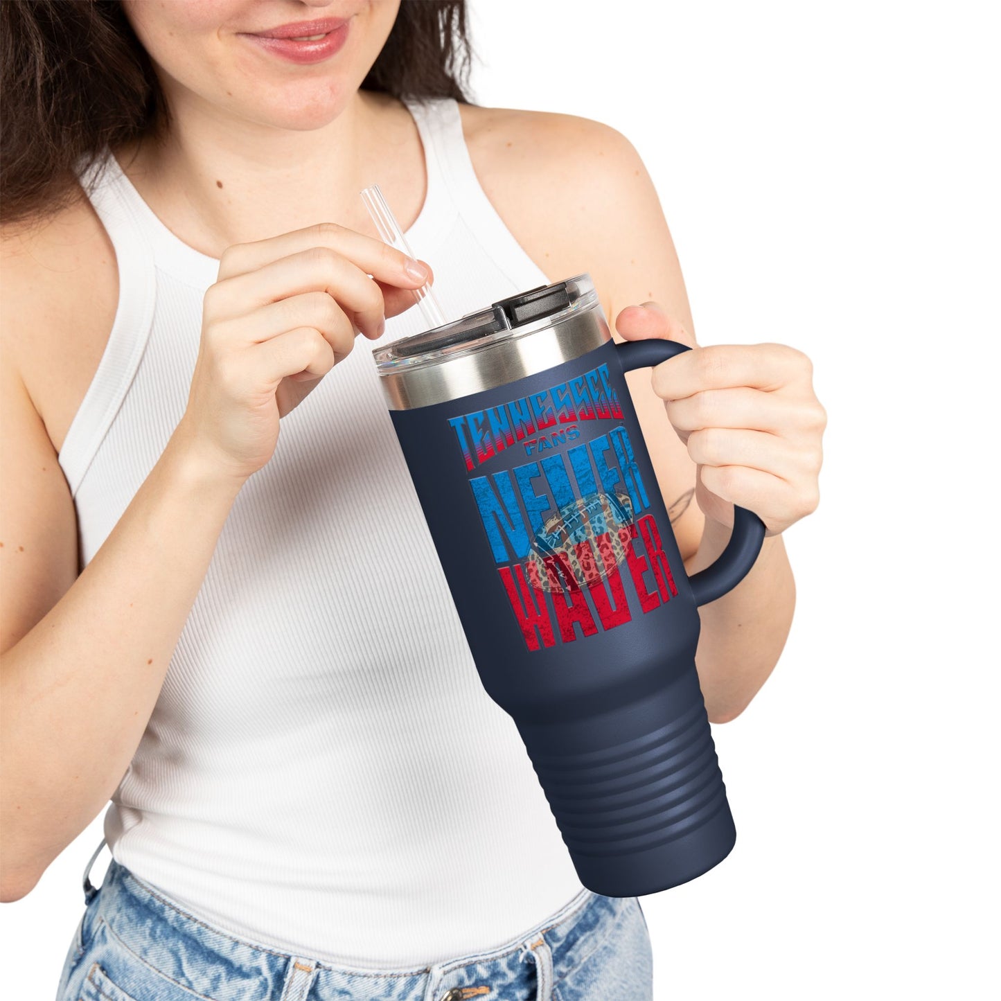 Tennessee Fans Never Waver W-Leopard Football Insulated Travel Mug, 40oz