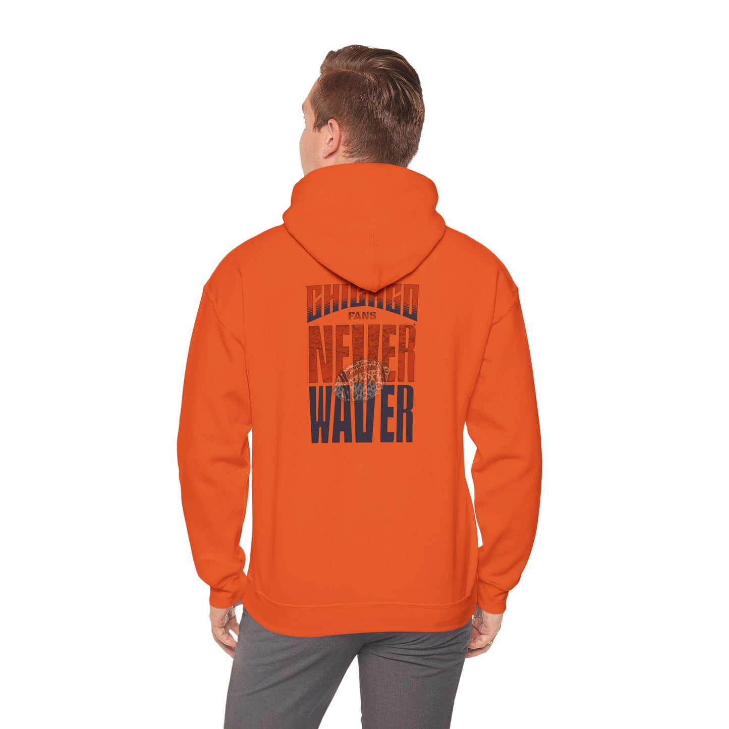 Chicago Fans Never Waver w Leopard Football Motivational Hoodie Unisex Heavy Blend™ Hooded Sweatshirt