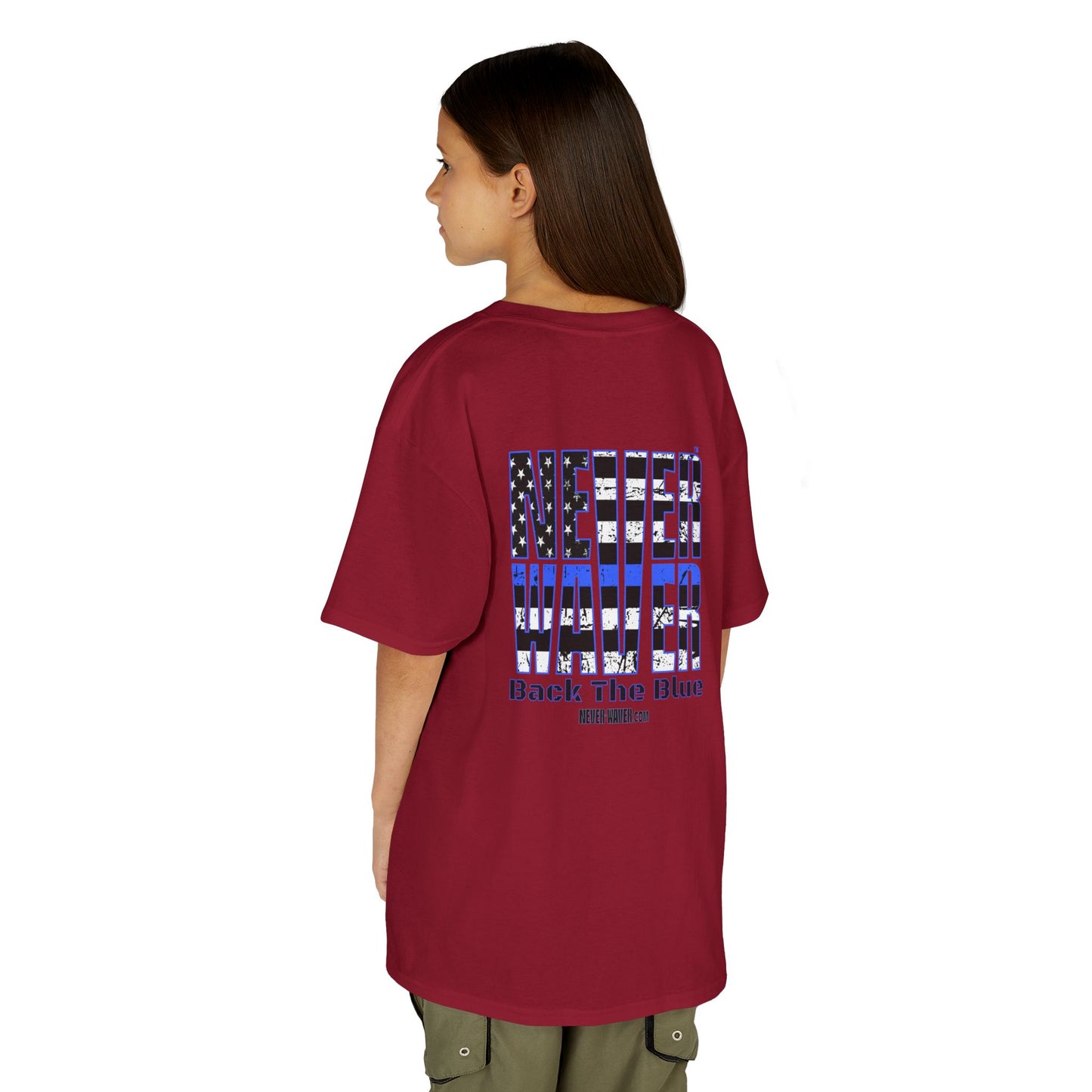 Never Waver Back The Blue  Kids Heavy Cotton™ Tee