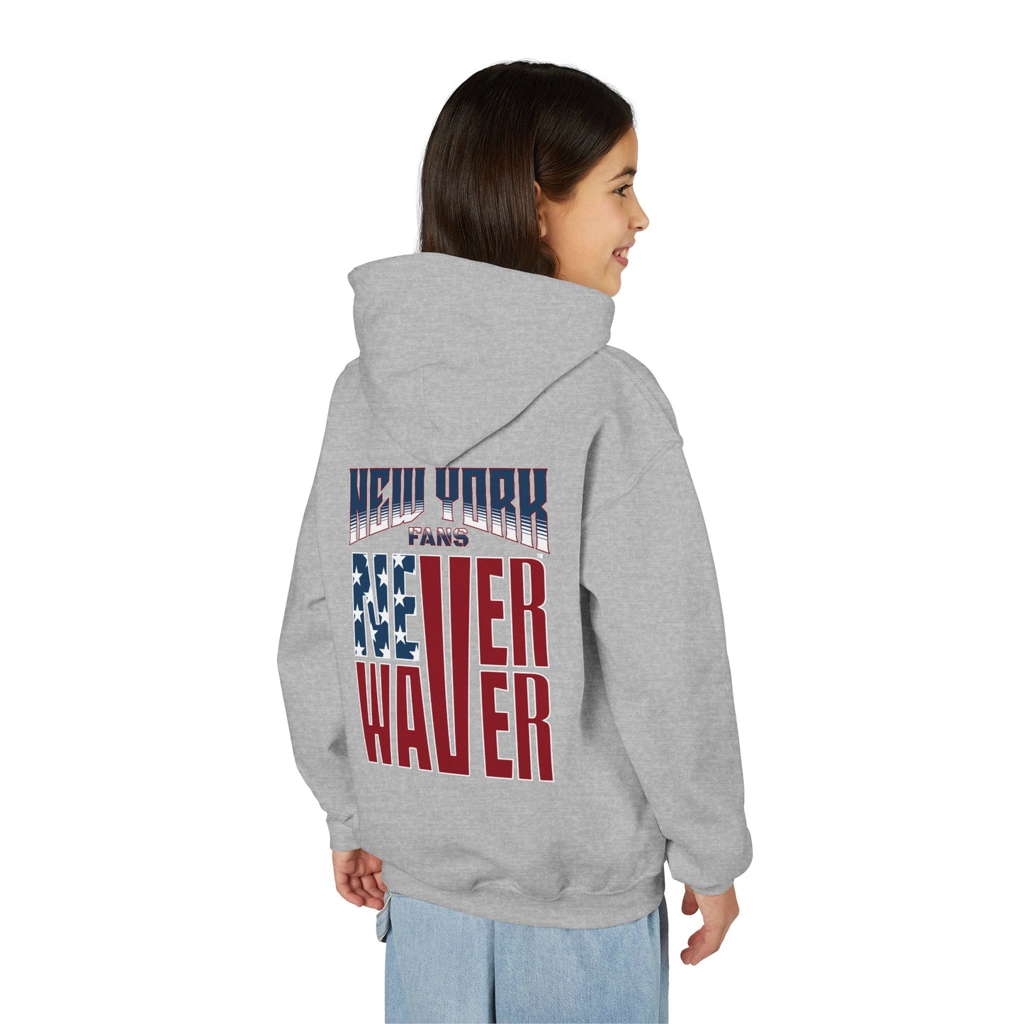 New York Fans Never Waver Youth Heavy Blend Hooded Sweatshirt