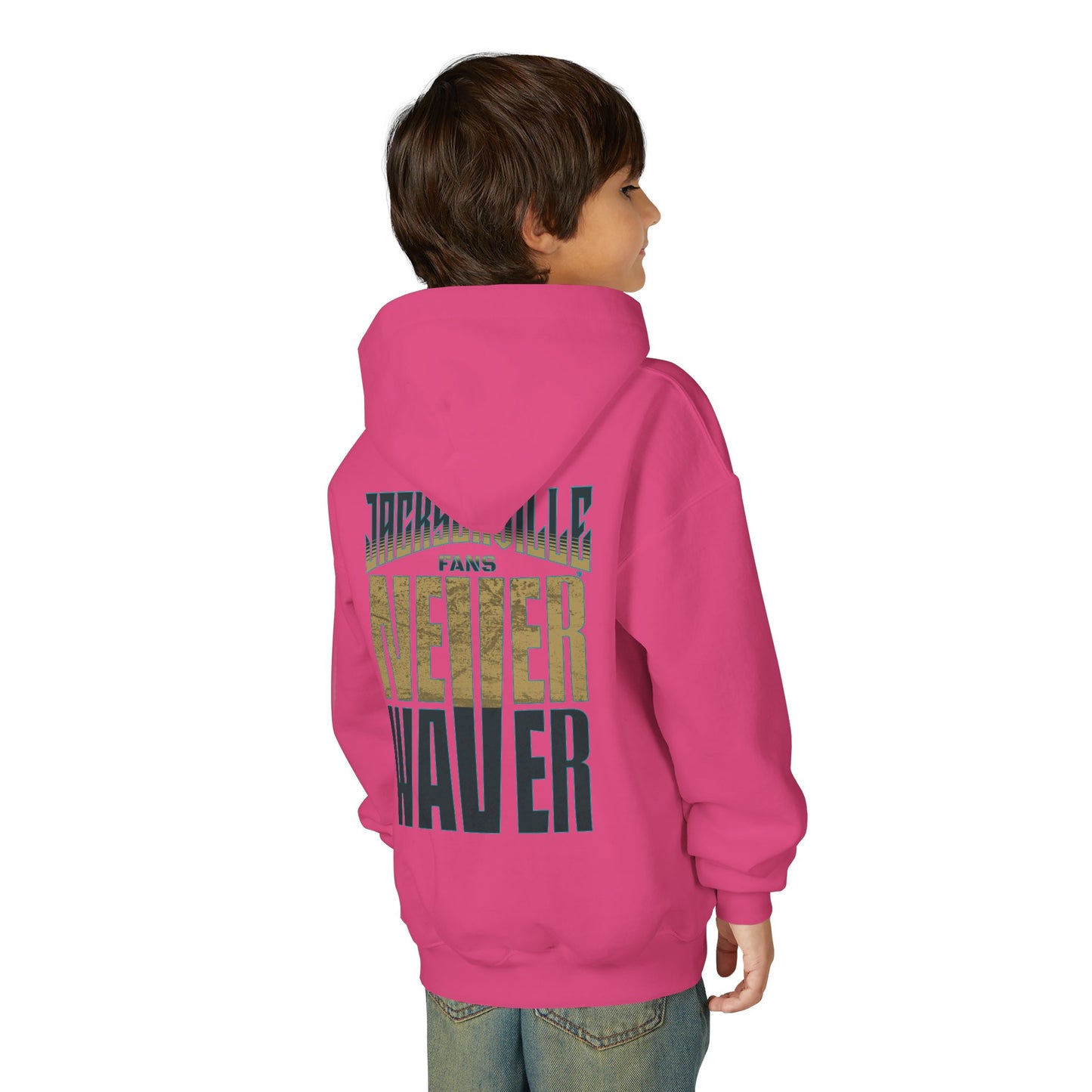 Jacksonville Fans Never Waver Youth Heavy Blend Hooded Sweatshirt