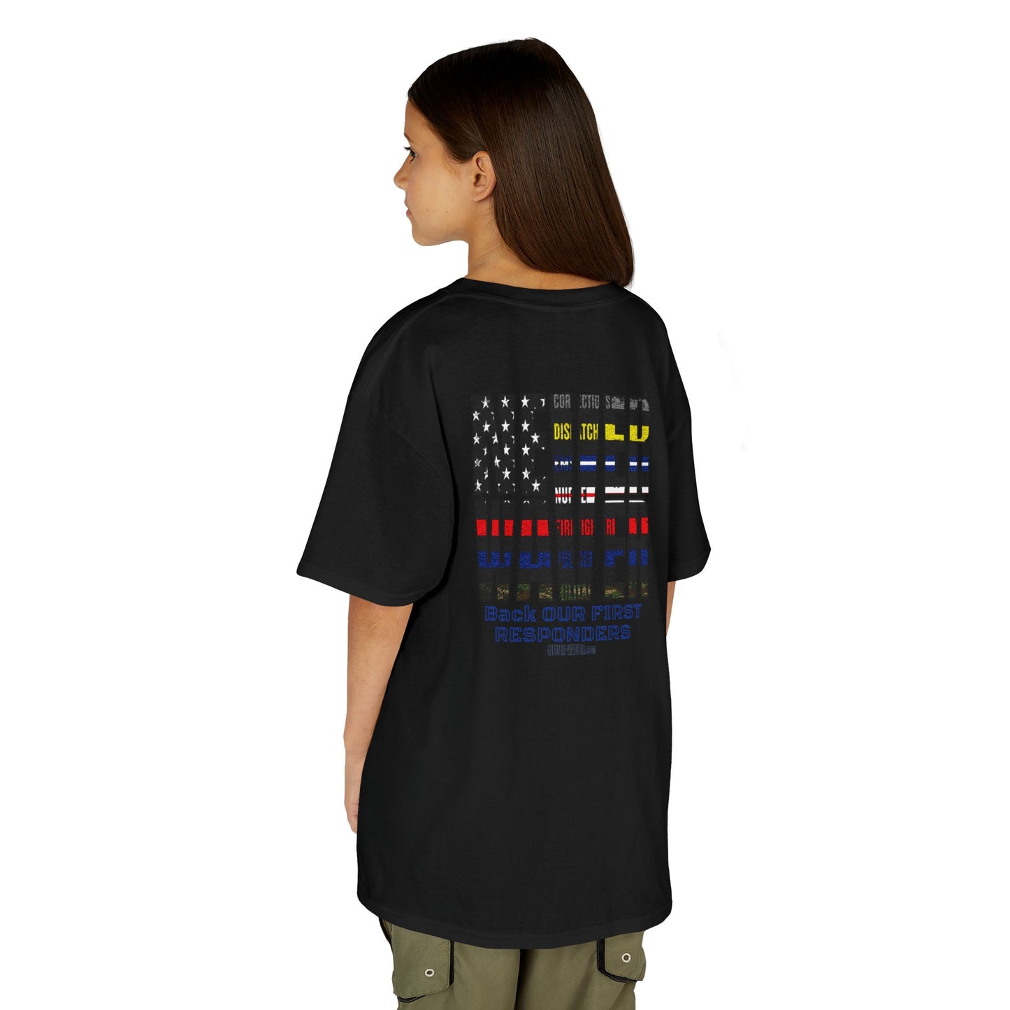 Never Waver Always Back Our First Responders  Kids Heavy Cotton™ Tee