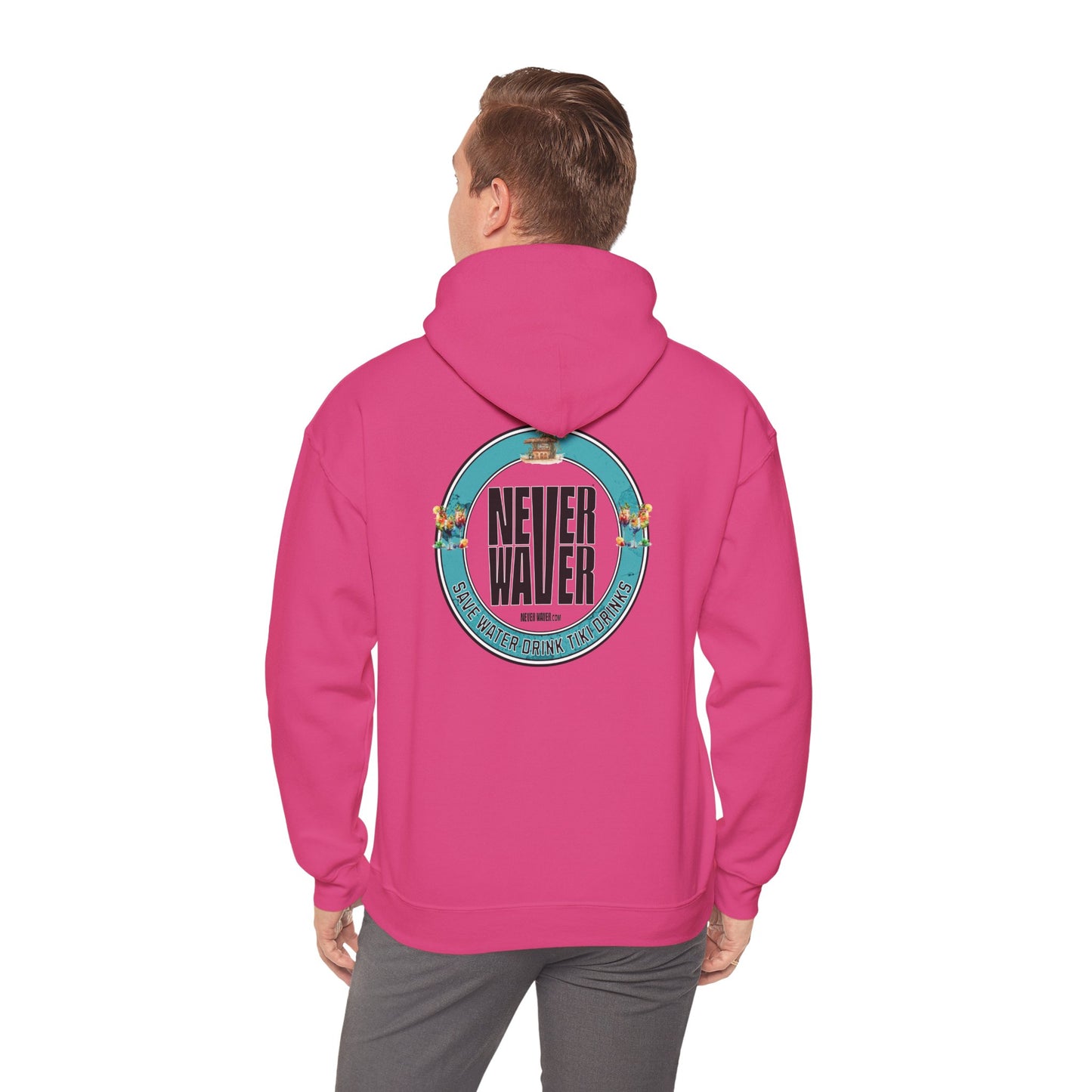 Eco-Friendly Unisex Hoodie: "Never Waver Save Water Drink Tiki Drinks"