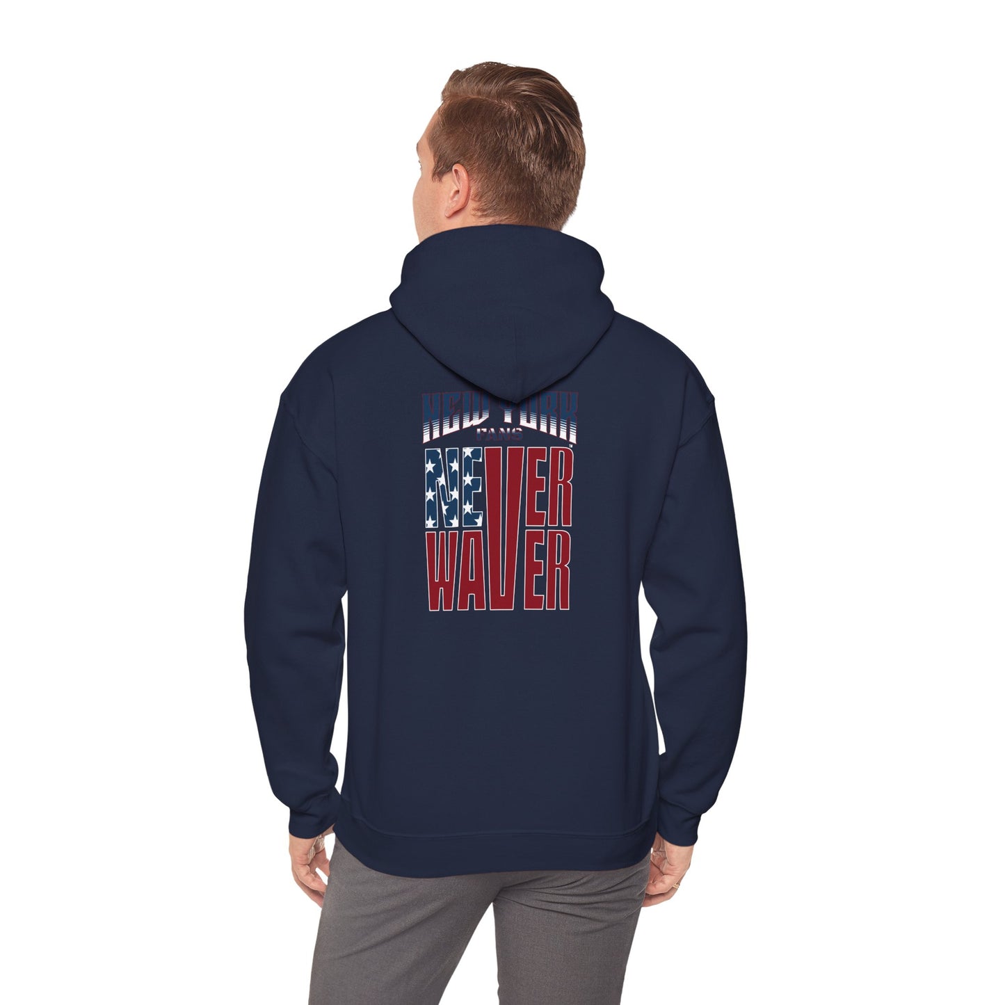 'New York Fans Never Waver' American Flag Design Unisex Heavy Blend™ Hoodie