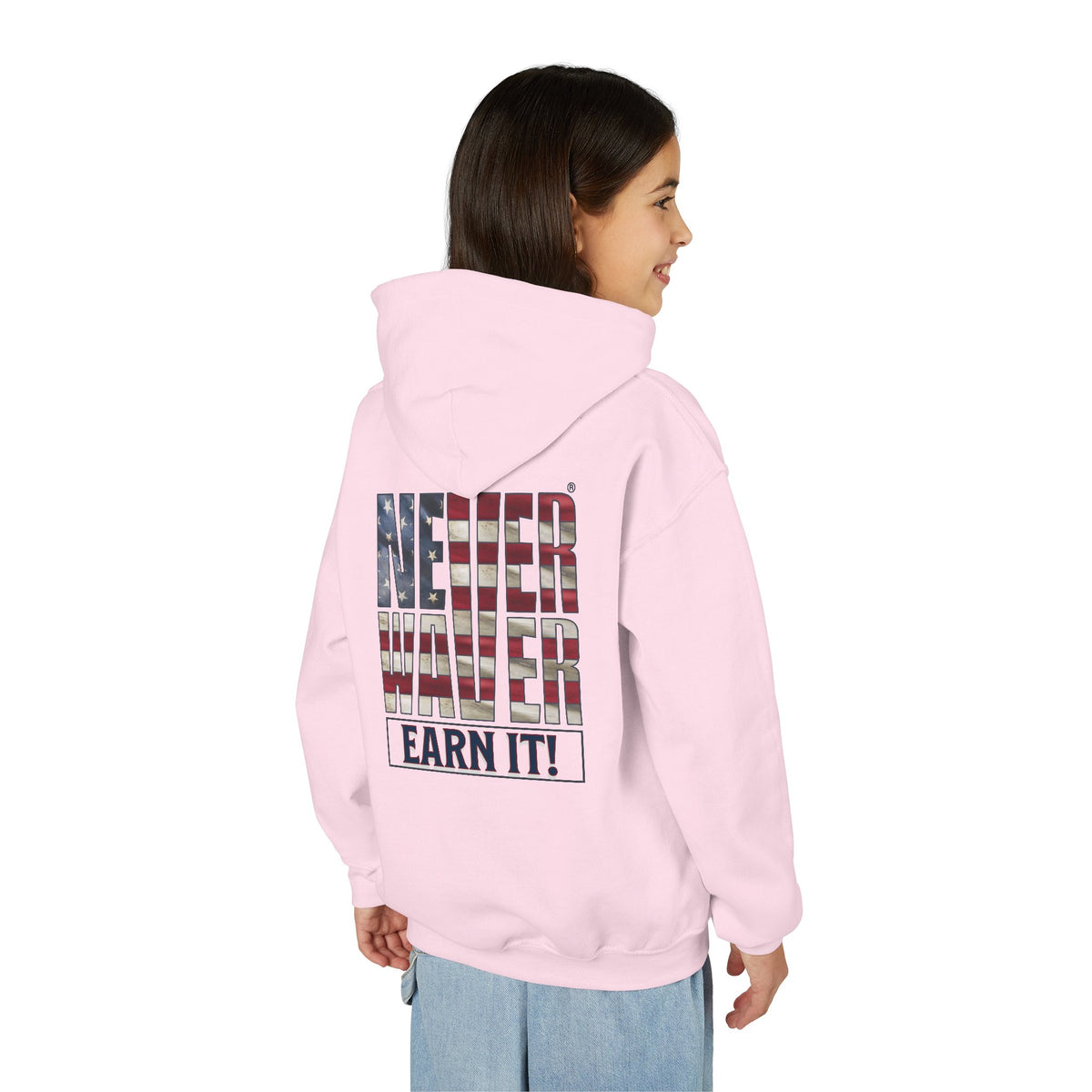 Never Waver® Earn It Youth Hoodie | Old-School Backbone