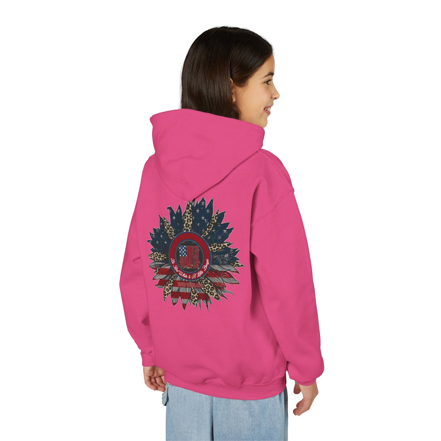 " Never Waver Be Red White and- A Little Bougie" Motivational Youth Heavy Blend Hoodie