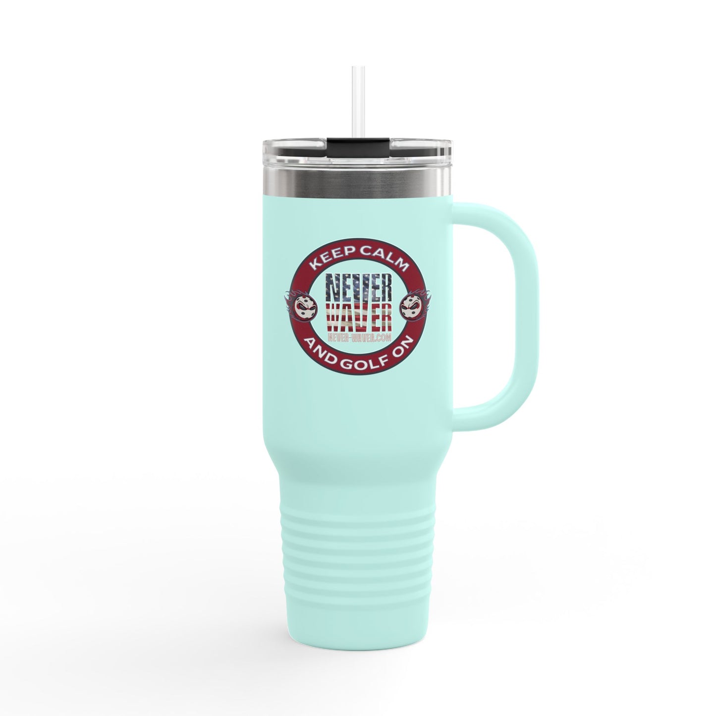 Insulated Travel Mug - "Never Waver Golf" - 40oz Sporty Drinkware