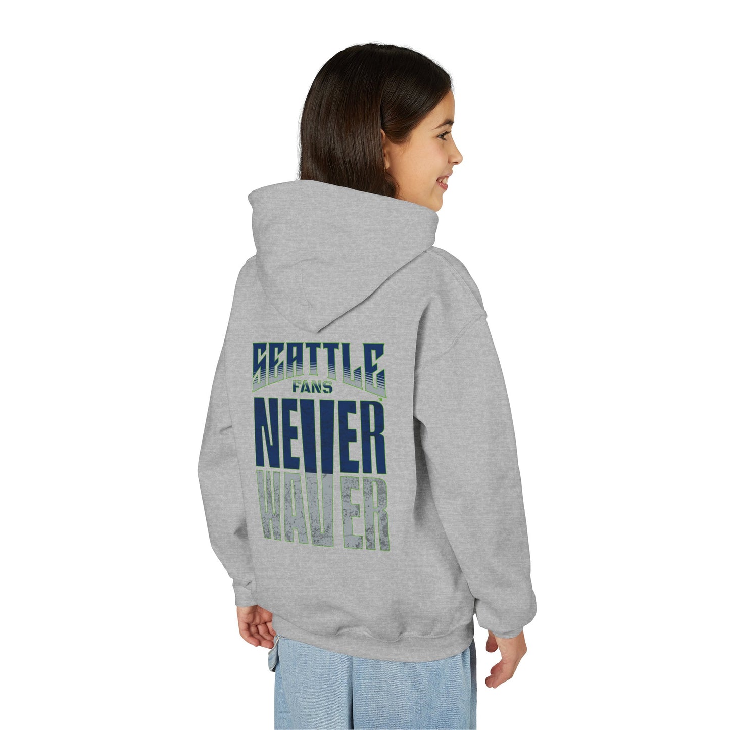 Seattle Fans Never Waver Youth Heavy Blend Hooded Sweatshirt