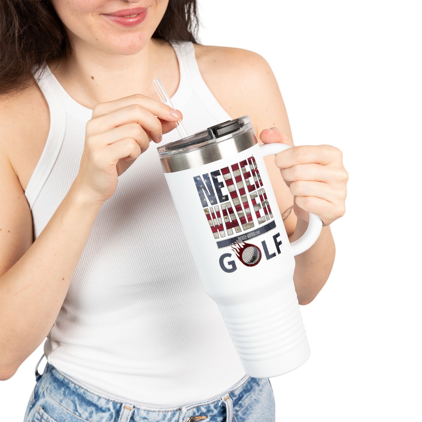 "Never Waver Golf" - 40oz Sporty Drinkware Insulated Travel Mug