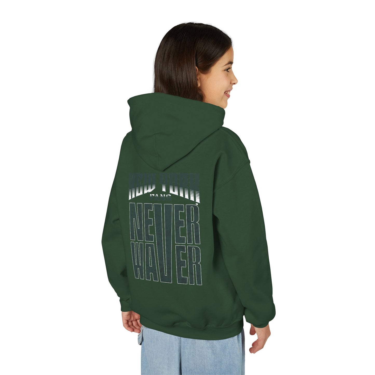 New York Fans Never Waver Youth Heavy Blend Hooded Sweatshirt