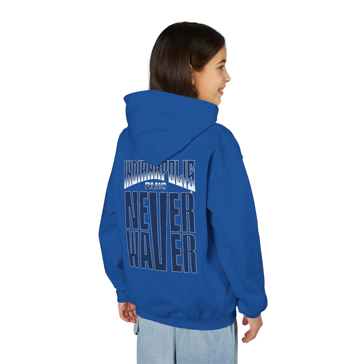 Indianapolis Fans Never Waver Youth Heavy Blend Hooded Sweatshirt