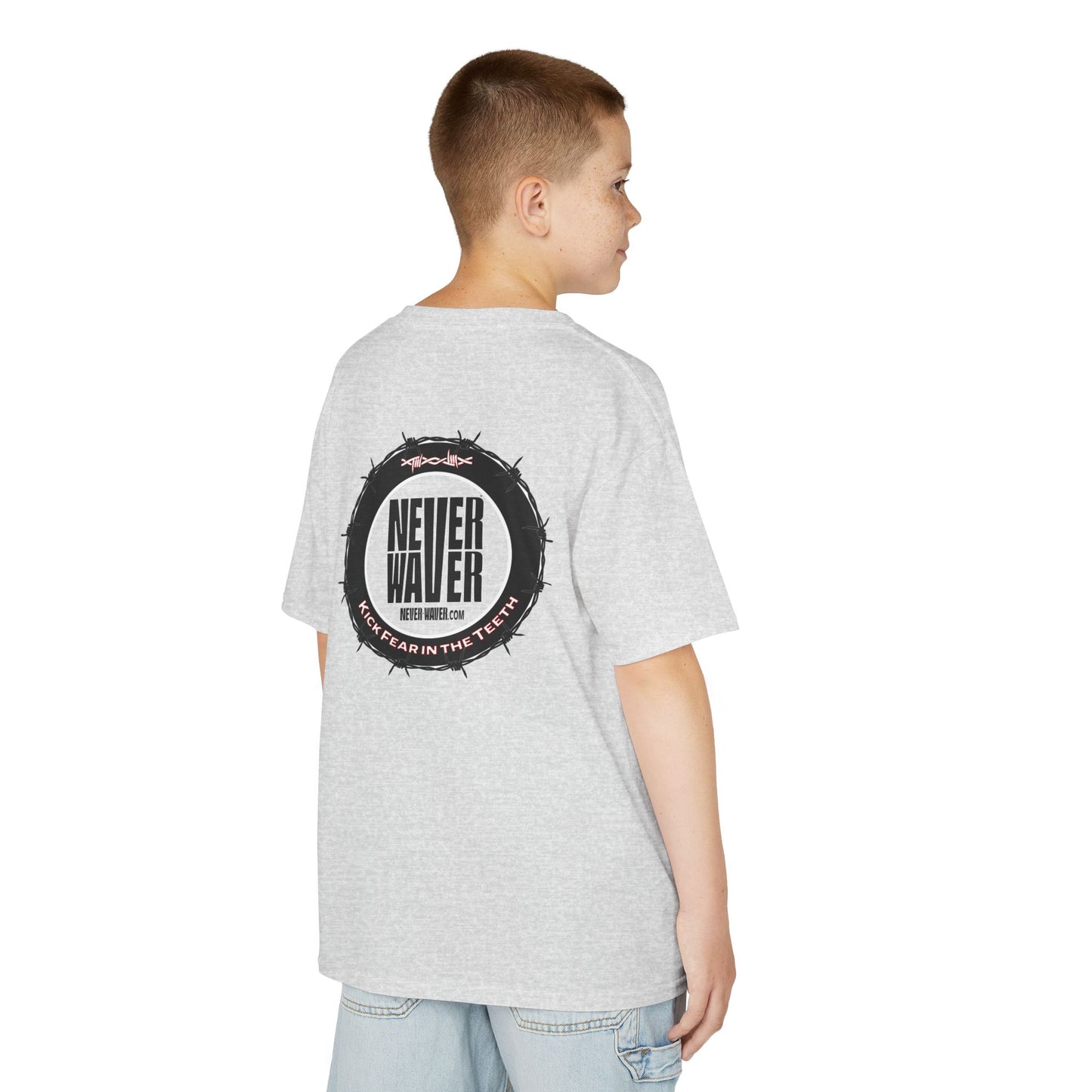 NEVER WAVER KICK FEAR IN THE TEETH Kids Heavy Cotton™ Tee