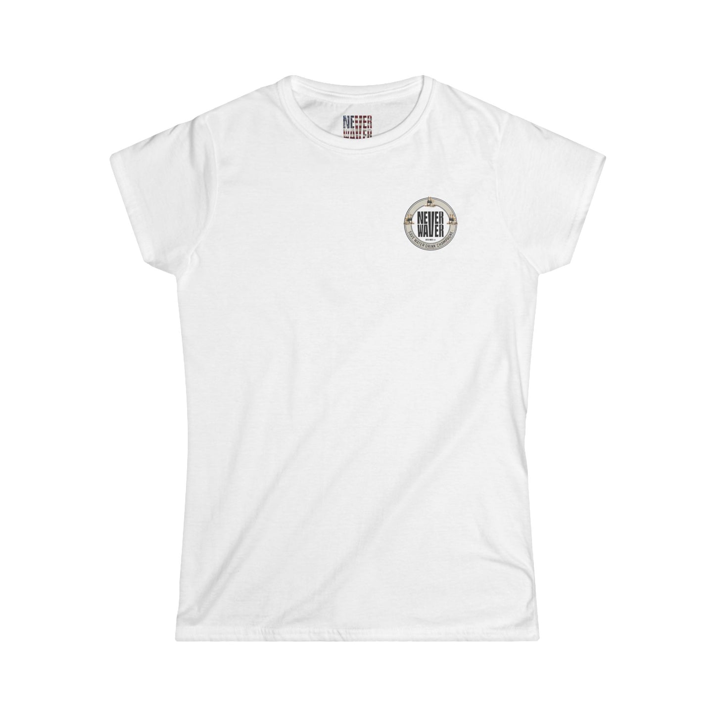 Never Waver Save Water Drink Champagne Women's Soft Style Tee