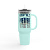 Seattle Fans Never Waver w Leopard Football Insulated Mug, 40oz