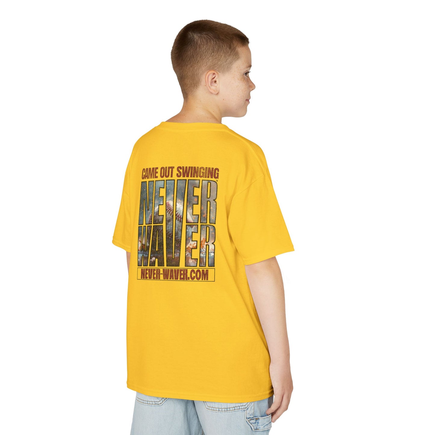 Kids T-Shirt - "Came Out Swinging" Never Waver Graphic Tee (Youth)